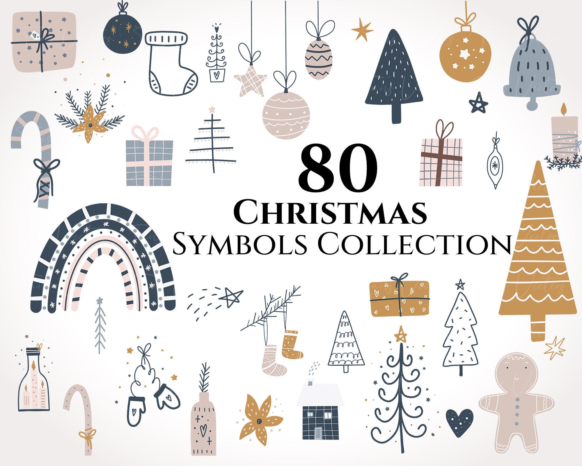 Christmas Symbols Collection - Christmas SVG, Christmas Clipart, Christmas SVG Bundle,Christmas Tree,Merry Christmas svg,Winter SVG,Gift box