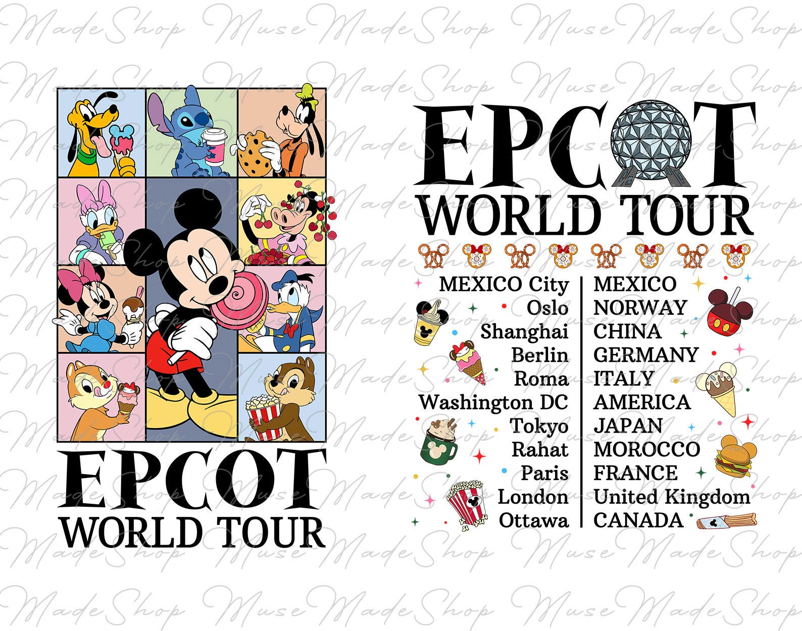 Epcot World Tour Png, Retro Epcot Png, Family Vacation Png, Mouse And Friends Png, Family Vacay 2024 Png, Family Trip Png, Vacay Mode Png