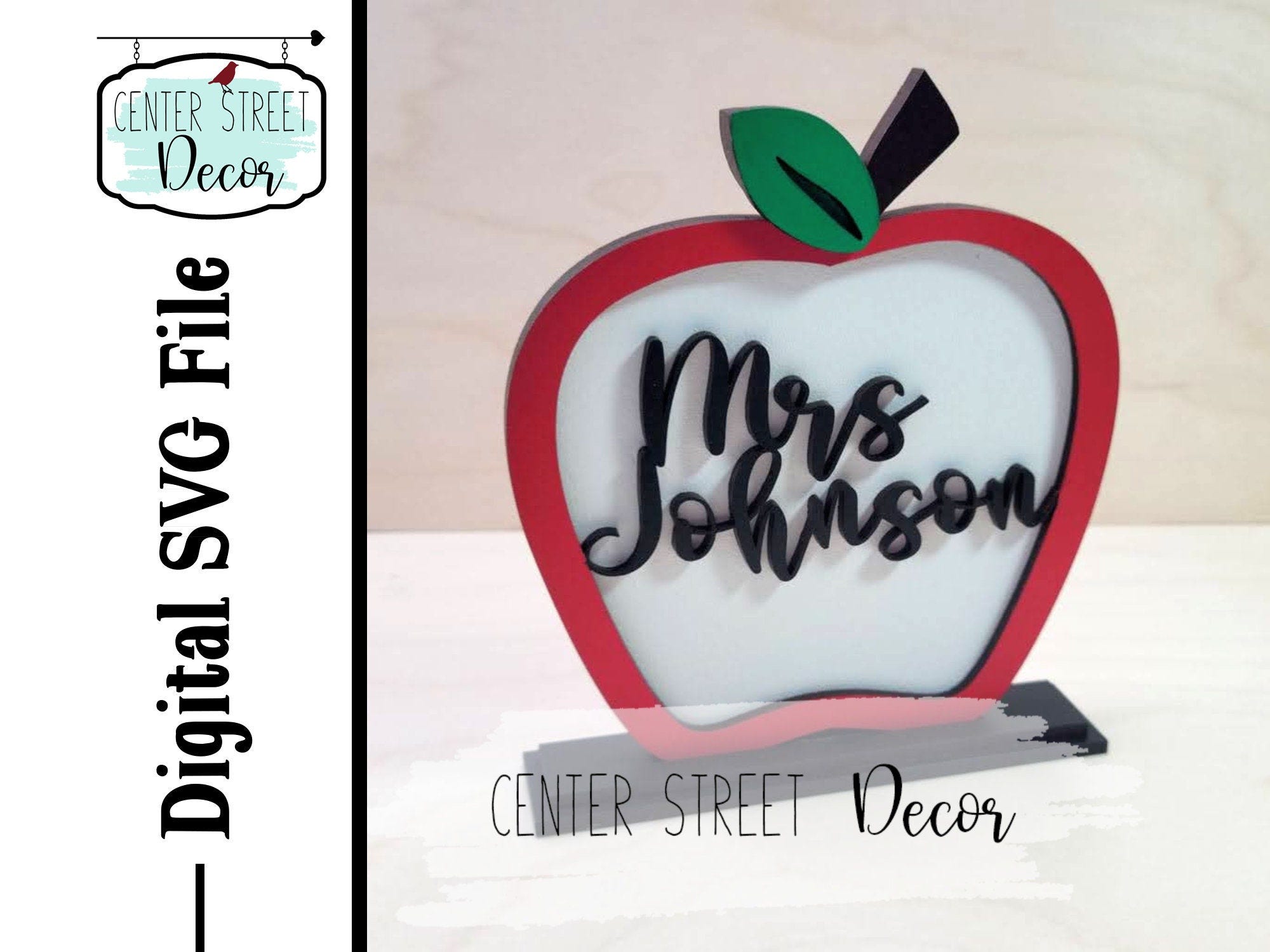 Teacher Personalized SVG File Name Apple