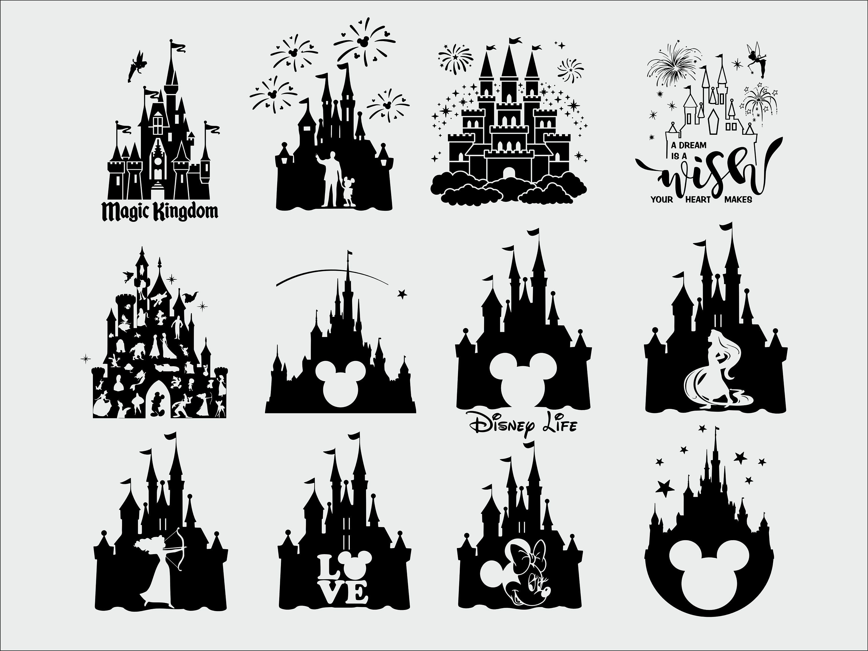 Castle svg bundle, princess svg, castle clipart, Heart Head Mickey mouse, magic kingdom svg, cut files for cricut silhouette