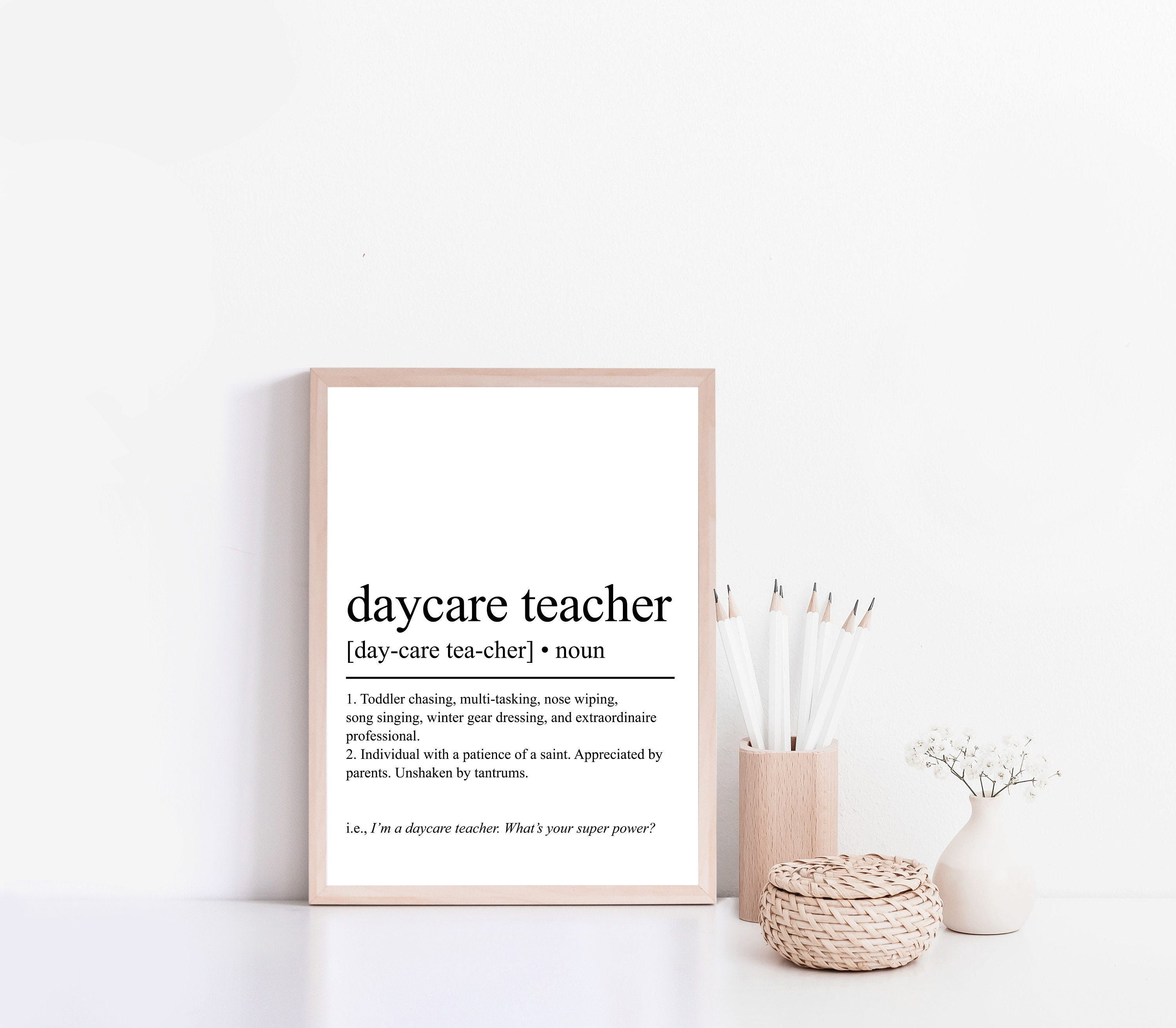 Daycare teacher definition print, typography print, funny print, daycare print, home decor, teacher appretiation gift, gift for teacher