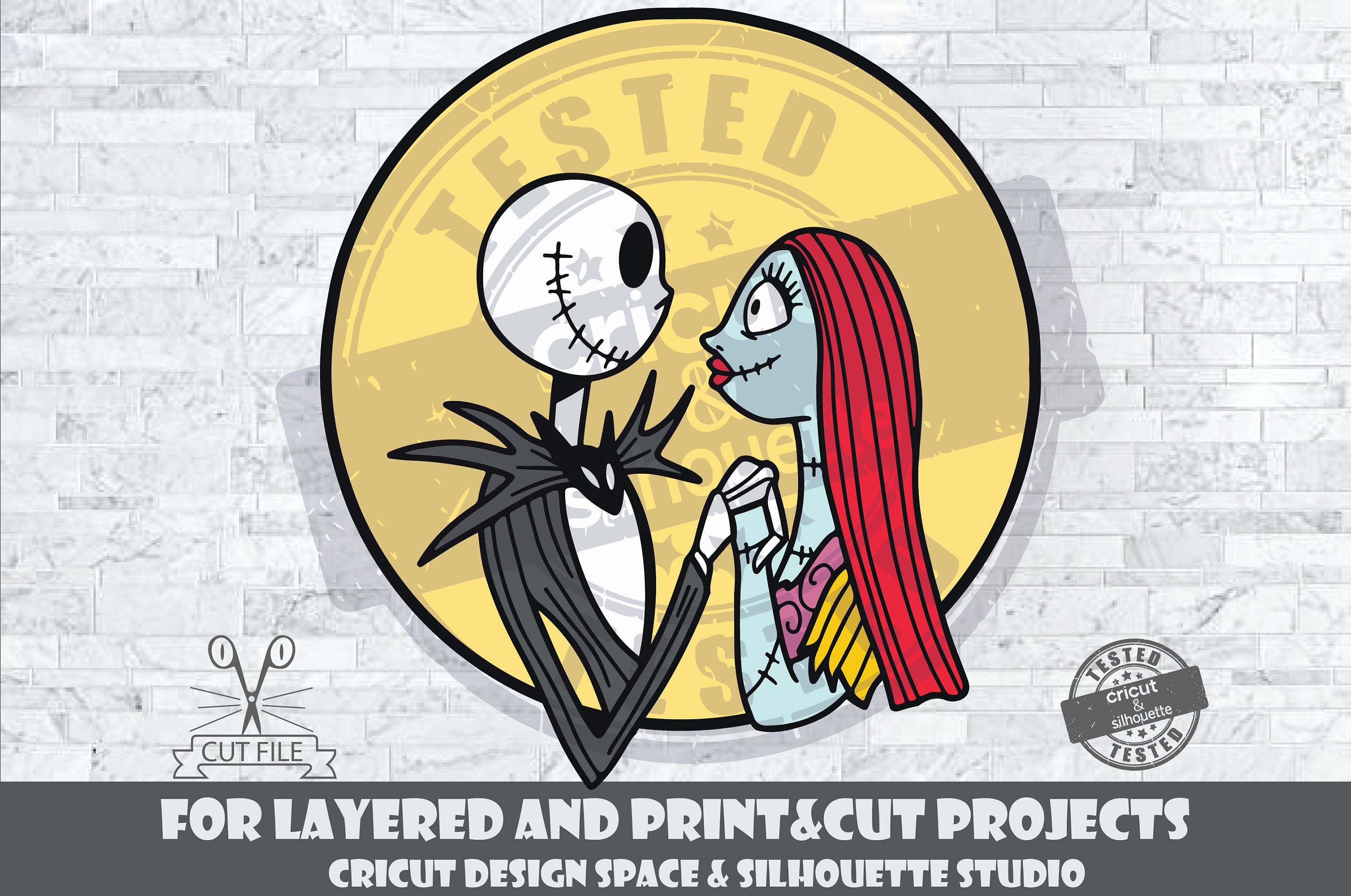 Jack And Sally Skellington SVG Halloween SVG The Nightmare Before Christmas SVG Design Files For Cricut Silhouette Cut Files Layered