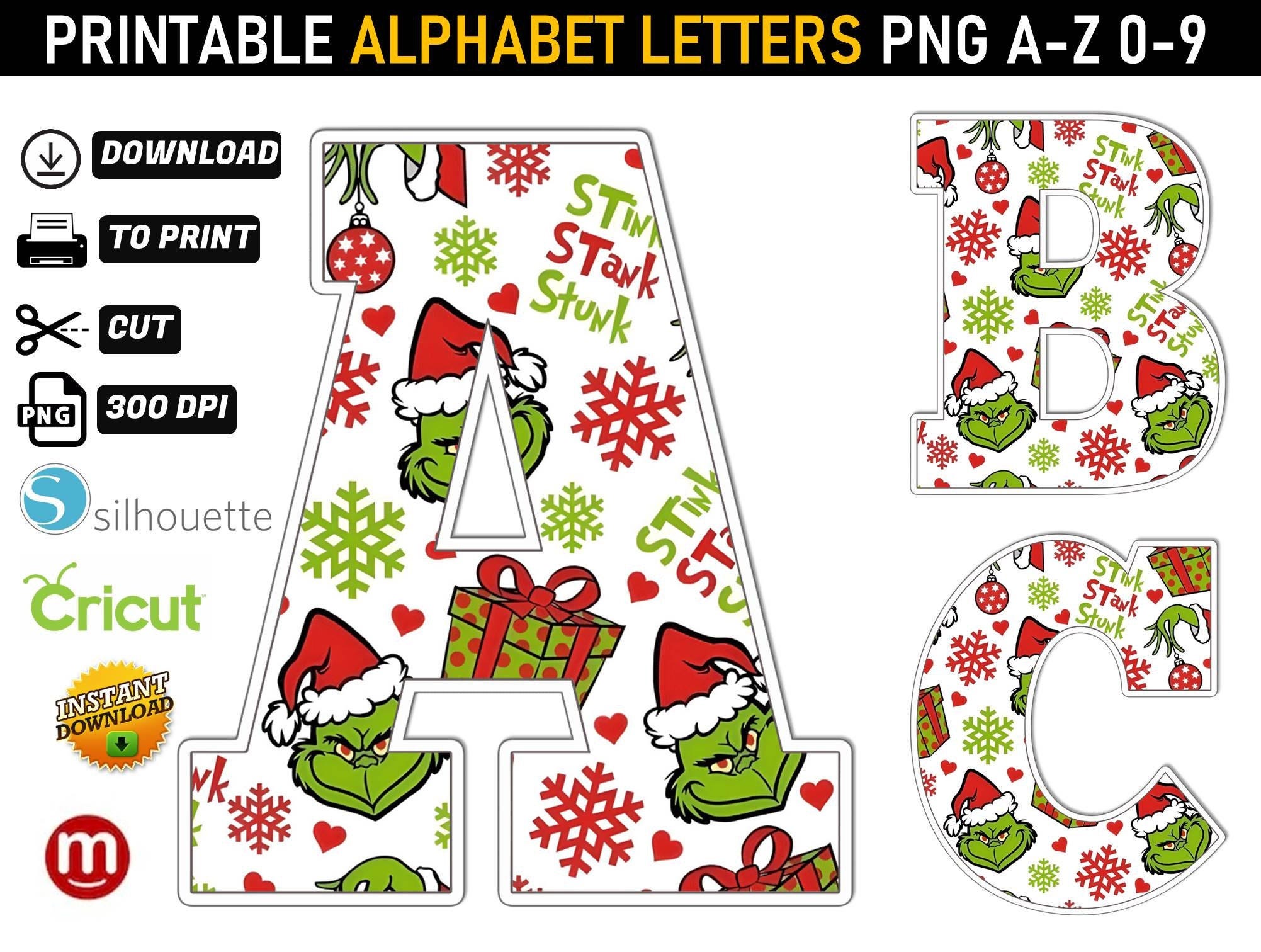 Grinch Alphabet png - Grinch Letters png - Grinch Font - Grinch Ornament png - Grinch Clipart - Grinch Letter Font-