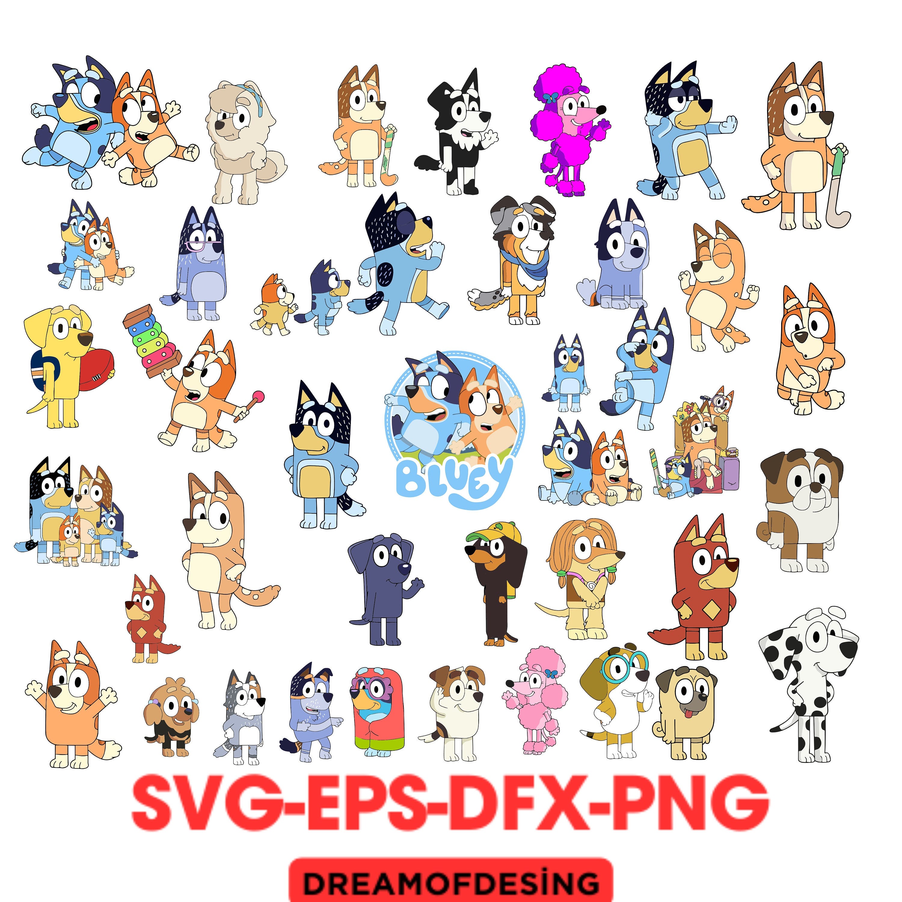 Blueyy SVG Files Set Bundle | Only Blueyy svg and png | Blueyy Family Bundle | Blueyy and Bingoo Svg Cut Files | Blueyy Digital Download