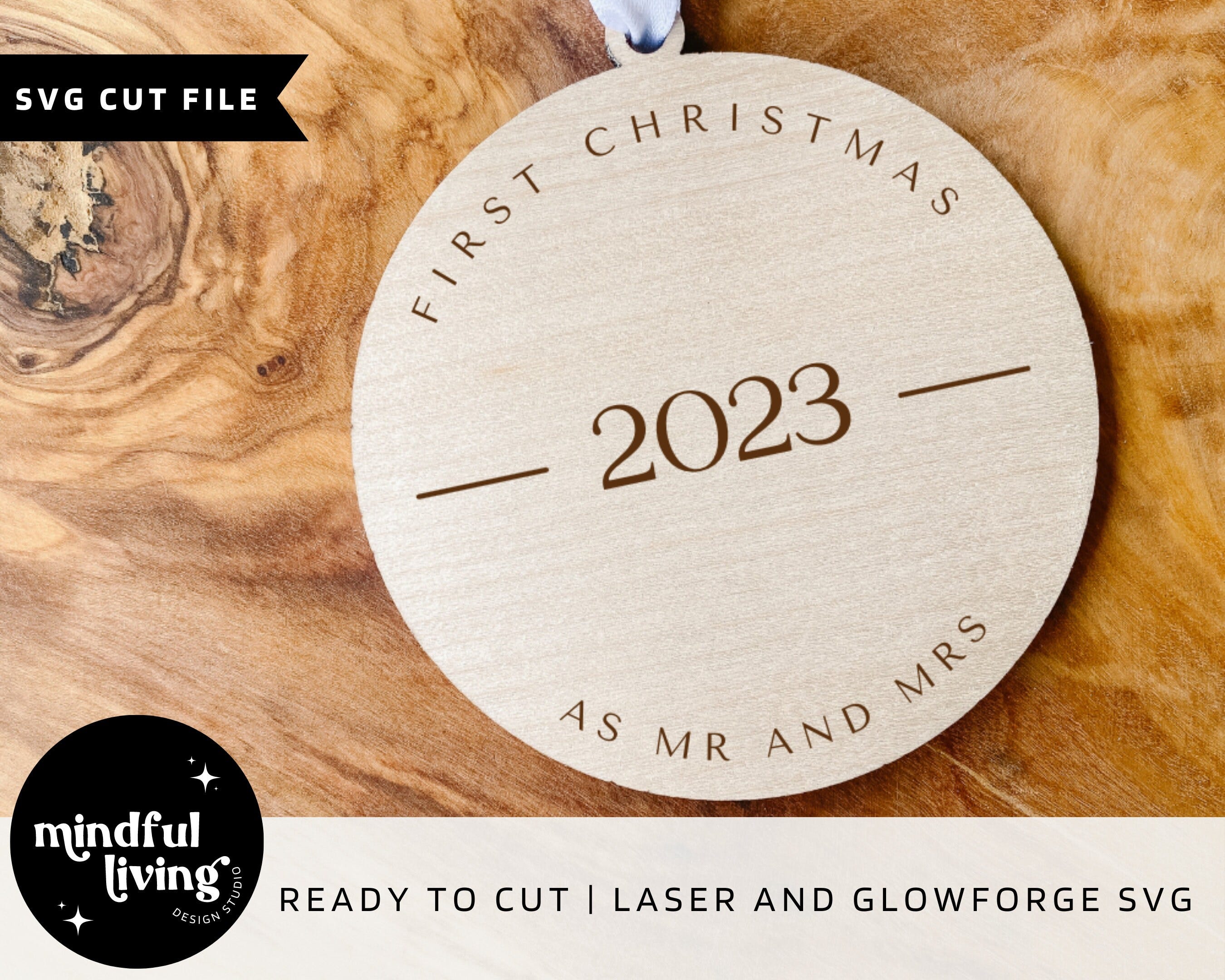 First Christmas Married SVG, Christmas Ornament Cut File, Ornament SVG, Ornament Cut File, 2023 Ornament Laser File, 2023 Ornament