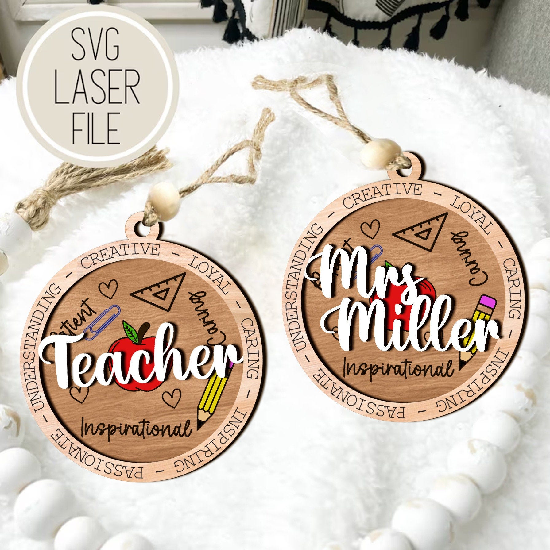 Teacher Ornament SVG Laser Cut File, Teacher Desk Sign Svg, Teacher Appreciation, Best Teacher Ever, Teacher Gift, Digital Download