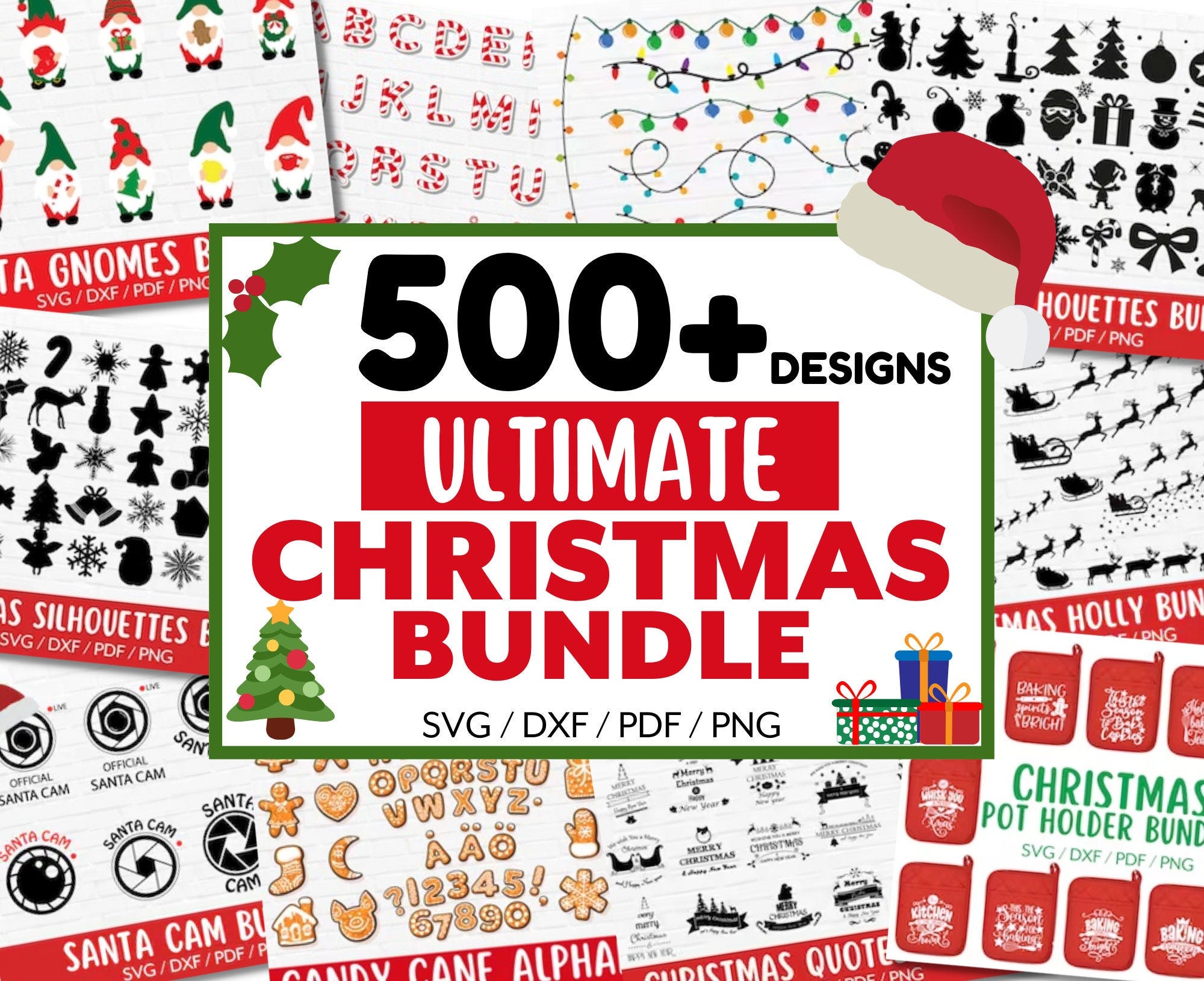 CHRISTMAS SVG BUNDLE, 500+ Designs, Funny Christmas Clipart, Christmas Sayings Quotes, Santa, Winter, Holiday, Cut Files Cricut & Silhouette