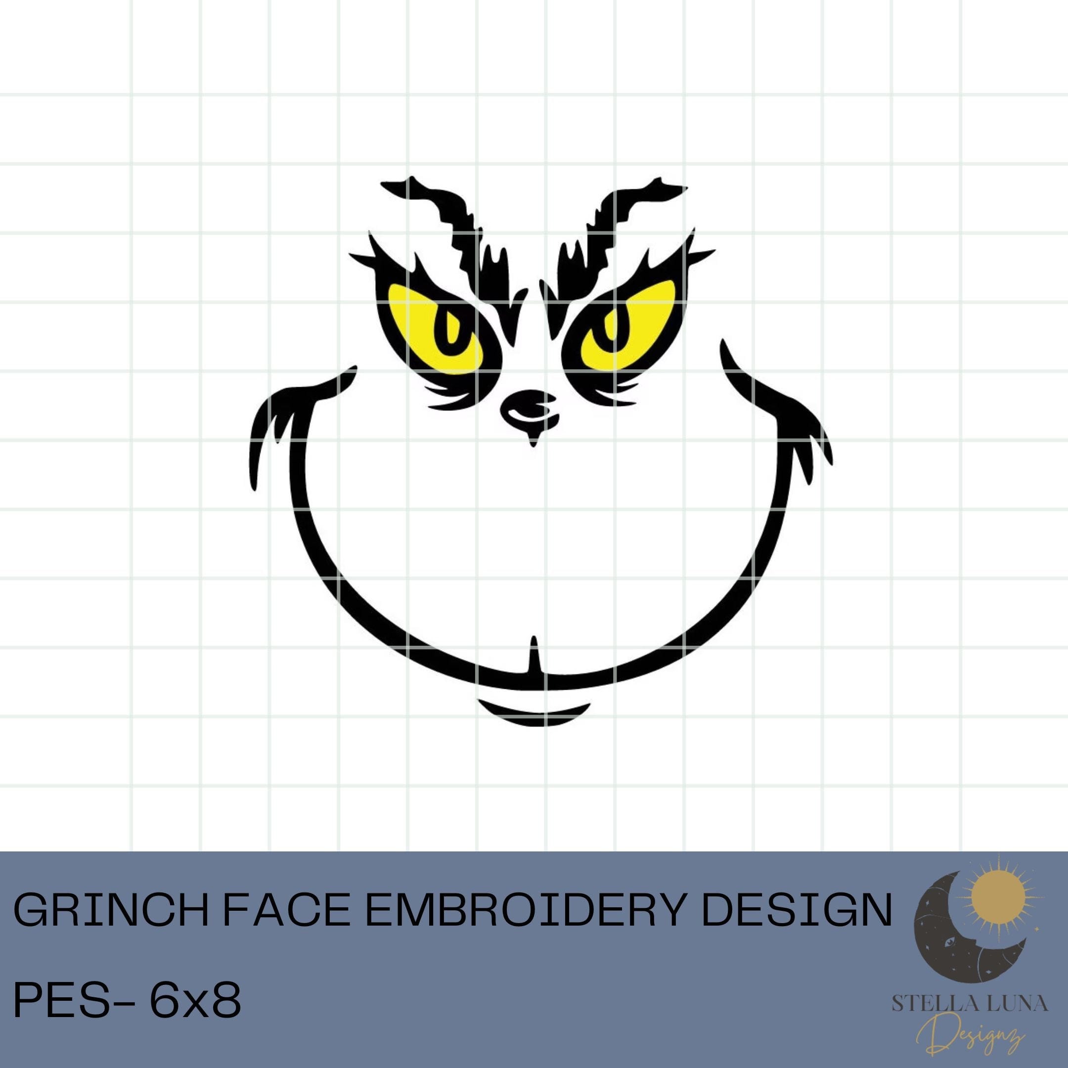 Grinch Face Embroidery Design