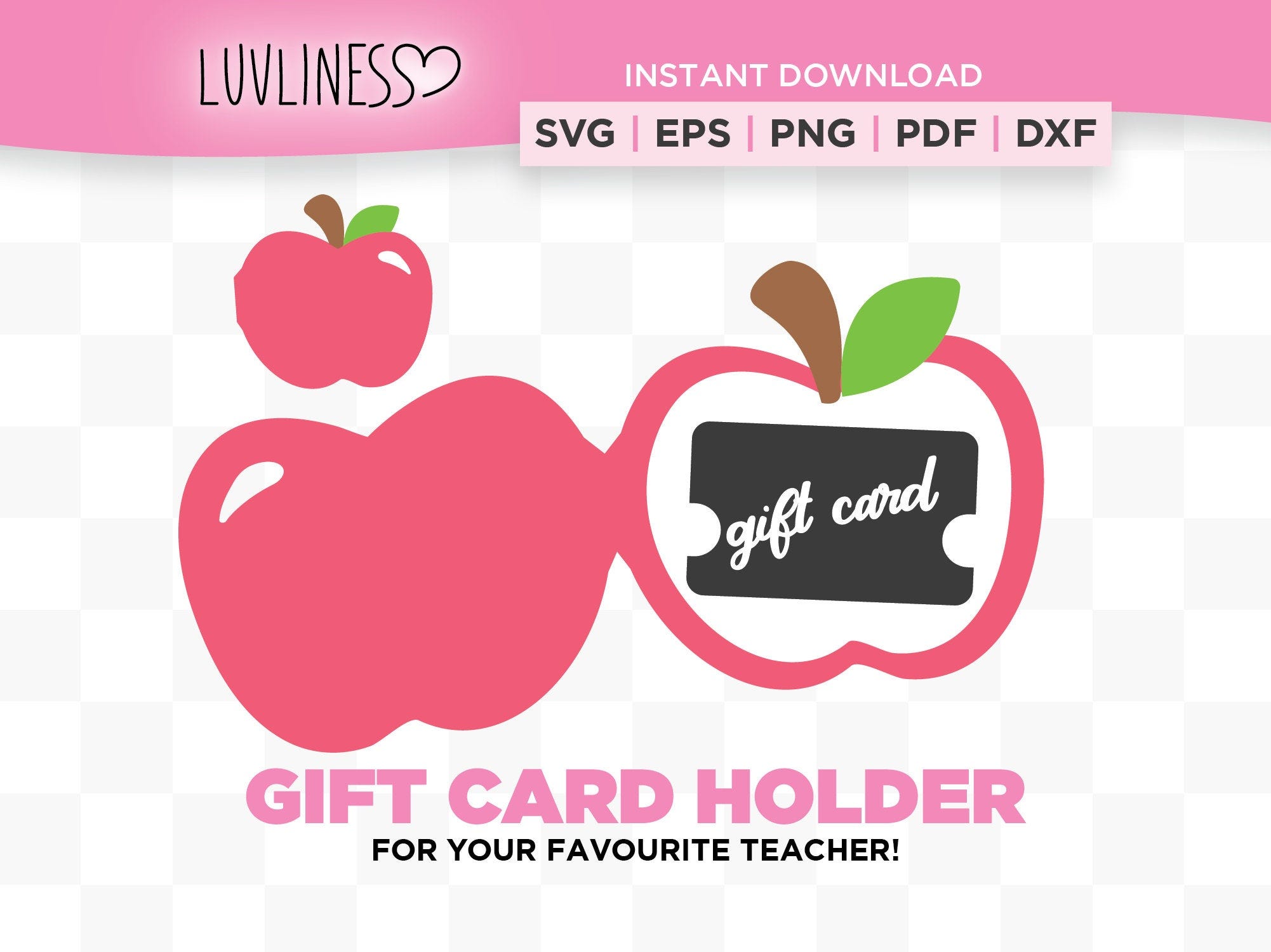 Teacher Gift Card Holder SVG, Teacher Gift Card SVG, Instant Download for Cricut, DIY Teacher Gift Ideas, Teacher Apple svg, Apple Gift Card