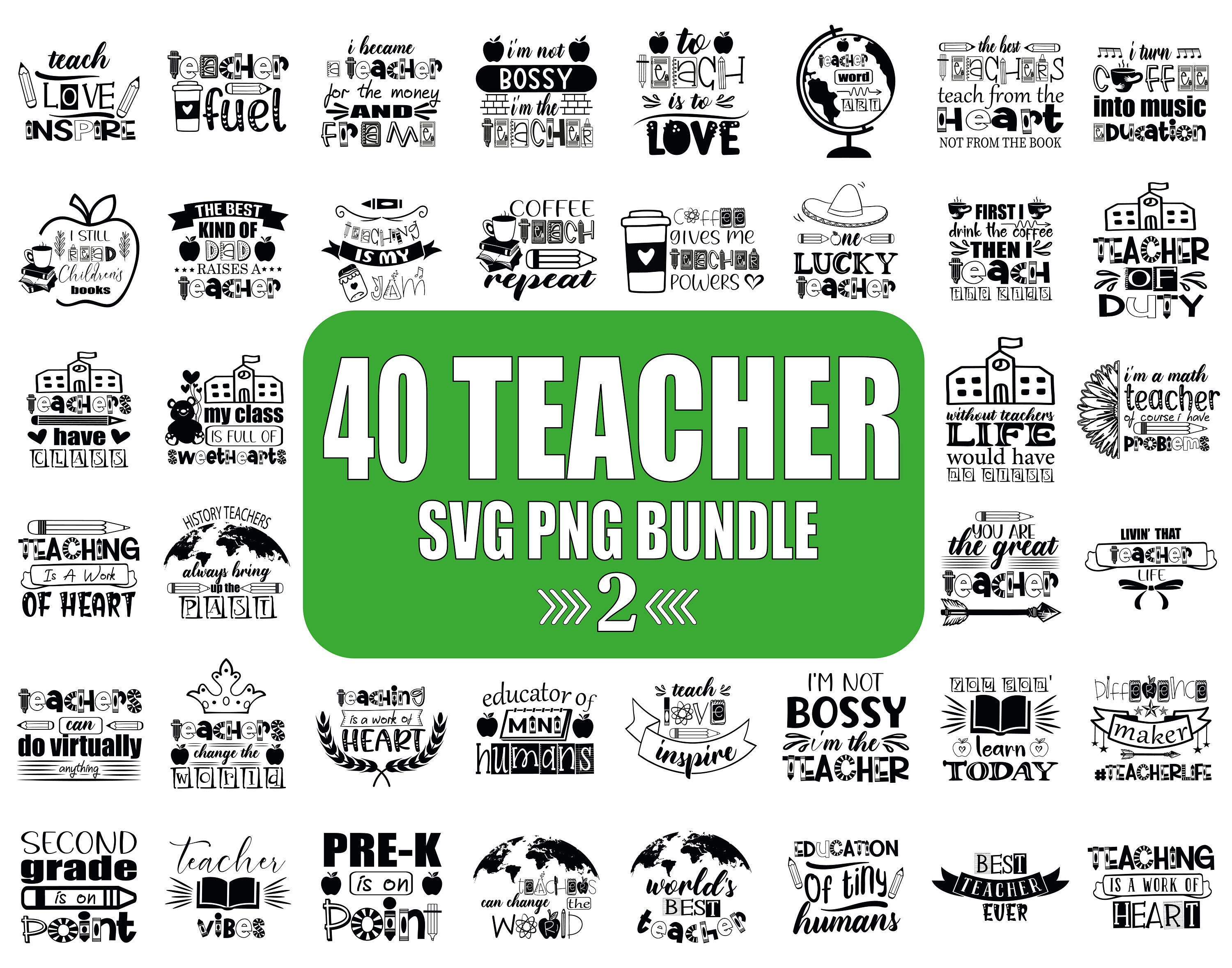Teacher Svg Bundle, Teacher Png, Teacher Appreciation Svg, Funny Svg, School, Teacher, Shirt Svg, Last Day of School, Cut Files, Svg, Png