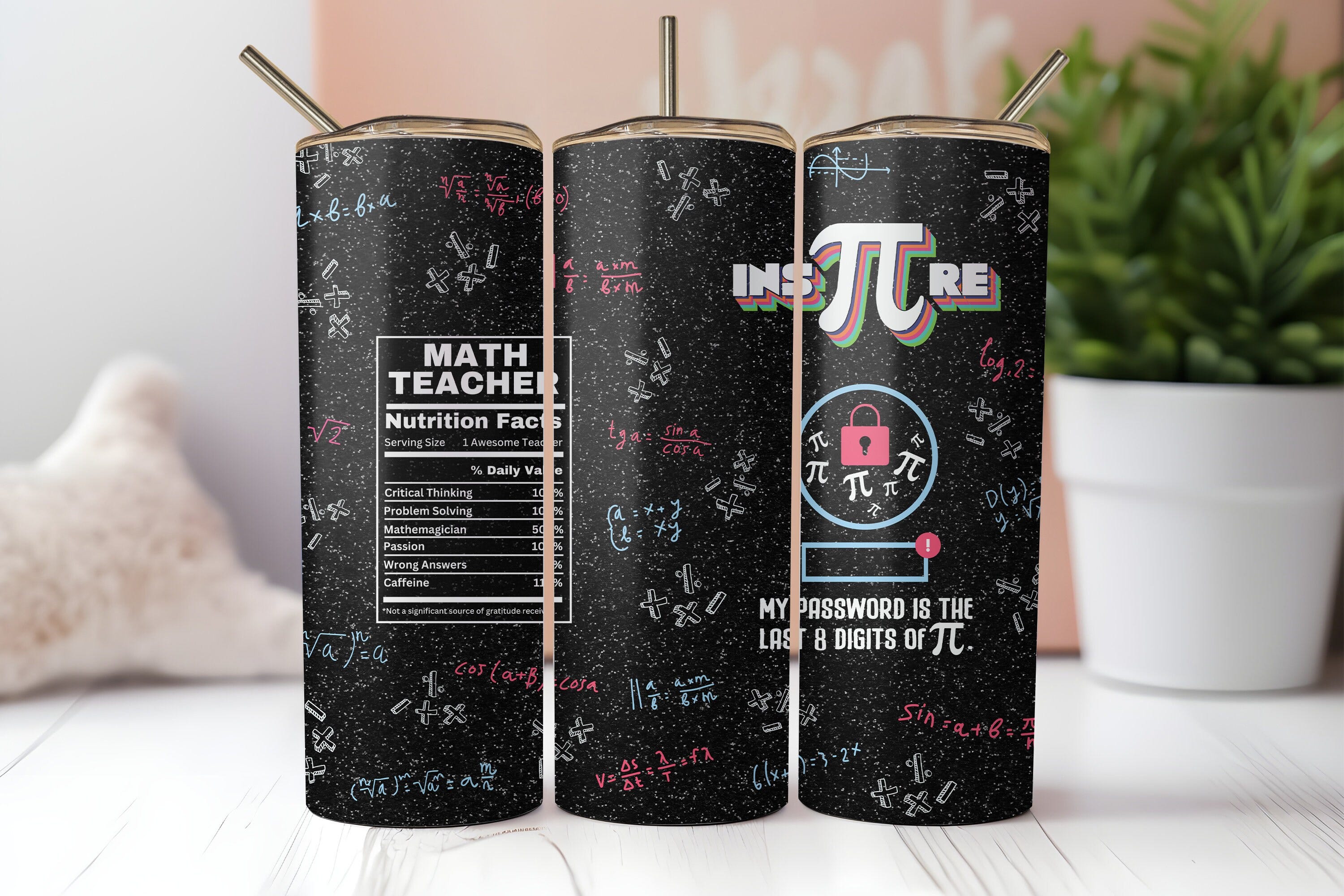 Math Teacher Tumbler Wrap, Math Teacher Nutrition Facts, Seamless Glitter 20oz Skinny Tumbler Wrap, Instant PNG Download