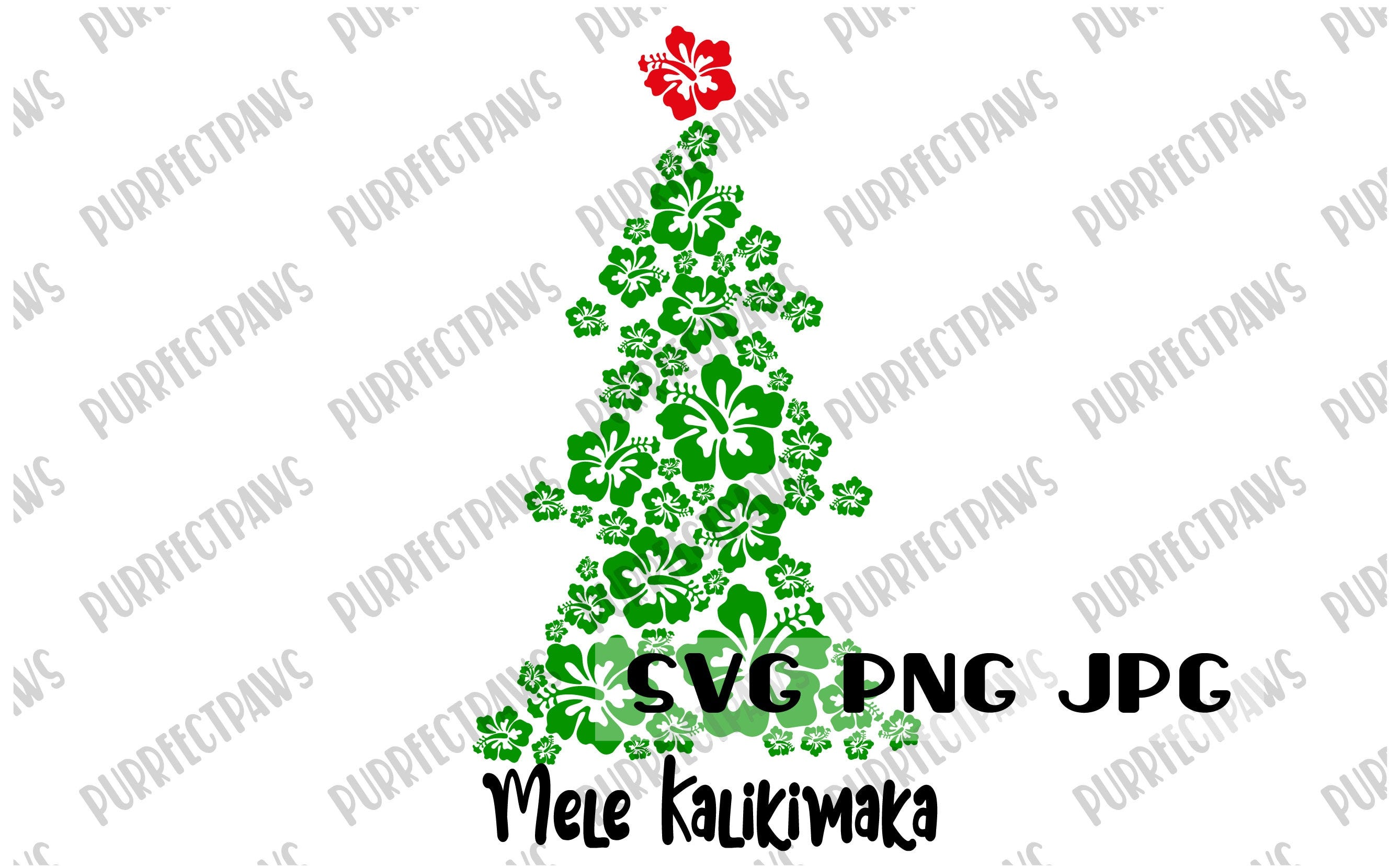 Mele Kalikimaka Hibiscus Tree SVG, Hawaiian Christmas, Christmas svg, Cut File, Sublimation, Printable, Instant download svg png jpg