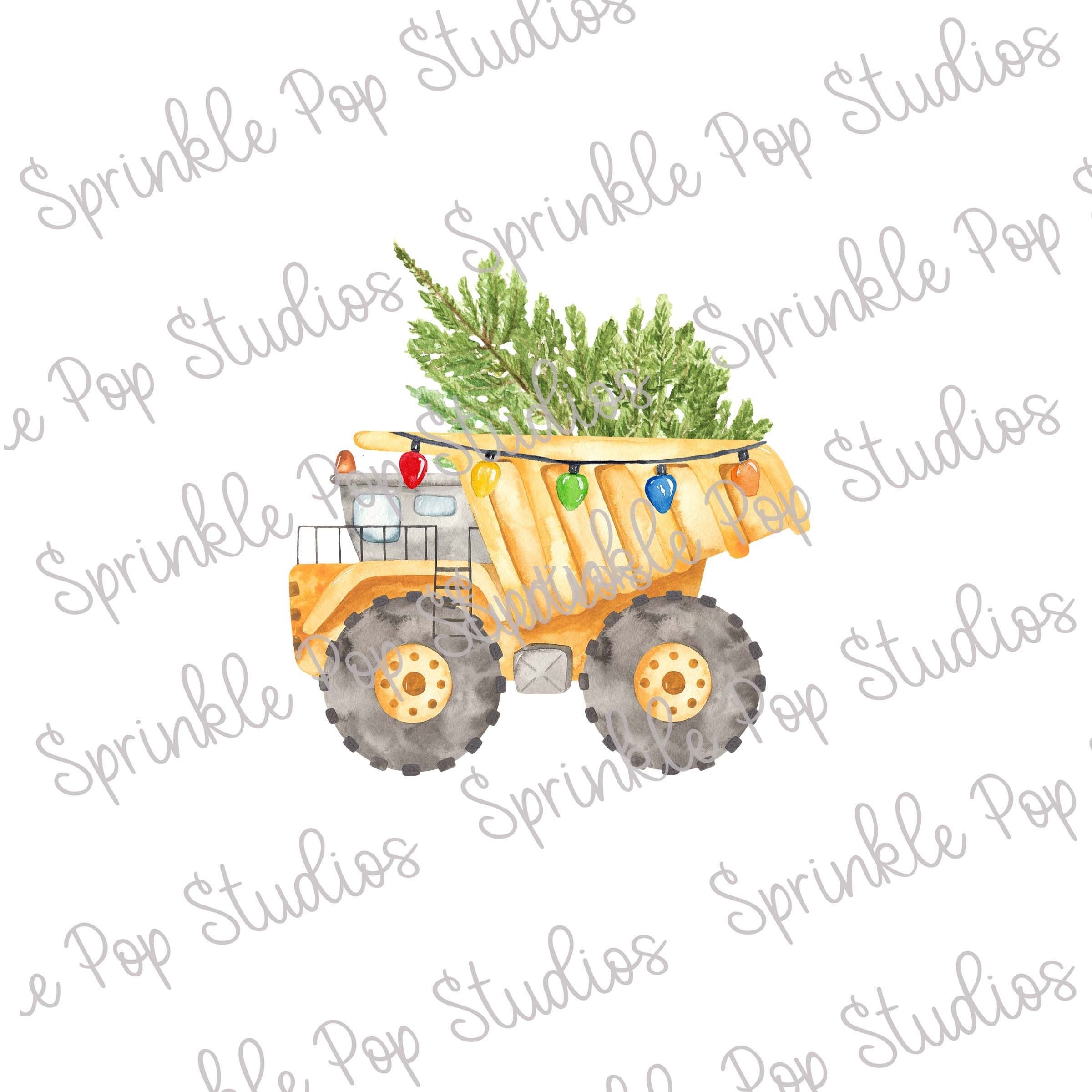 Construction Christmas Design - Dump Truck with Christmas Tree ~ Christmas Sublimation Design Template