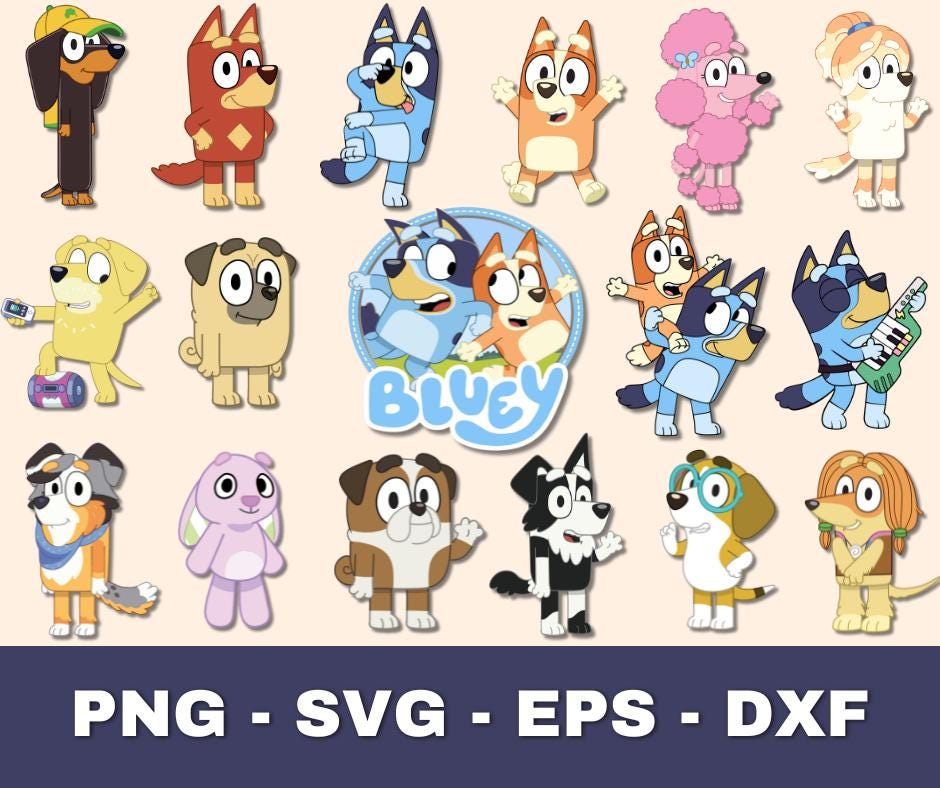 Blueyy png Files Set Bundle Only Blueyy png Blueyy Family Bundle Blueyy and Bingoo png Cut Files Blueyy Digital Download