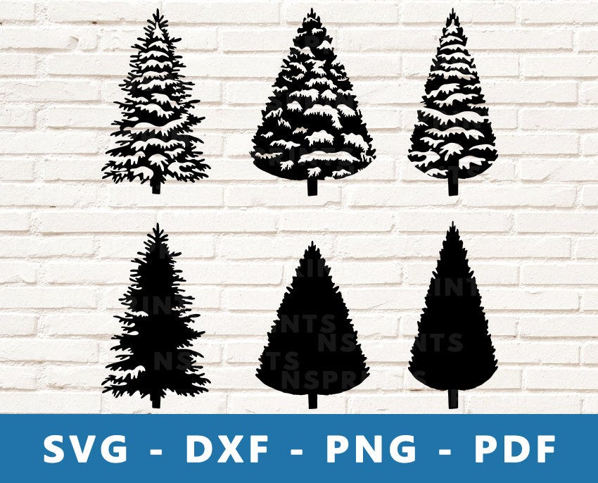 Winter Trees SVG, Pine Trees PNG, Snow Tree Vector, Christmas Trees Clipart, Tree Cricut, Tree Silhouette, Nature Tree Cut File