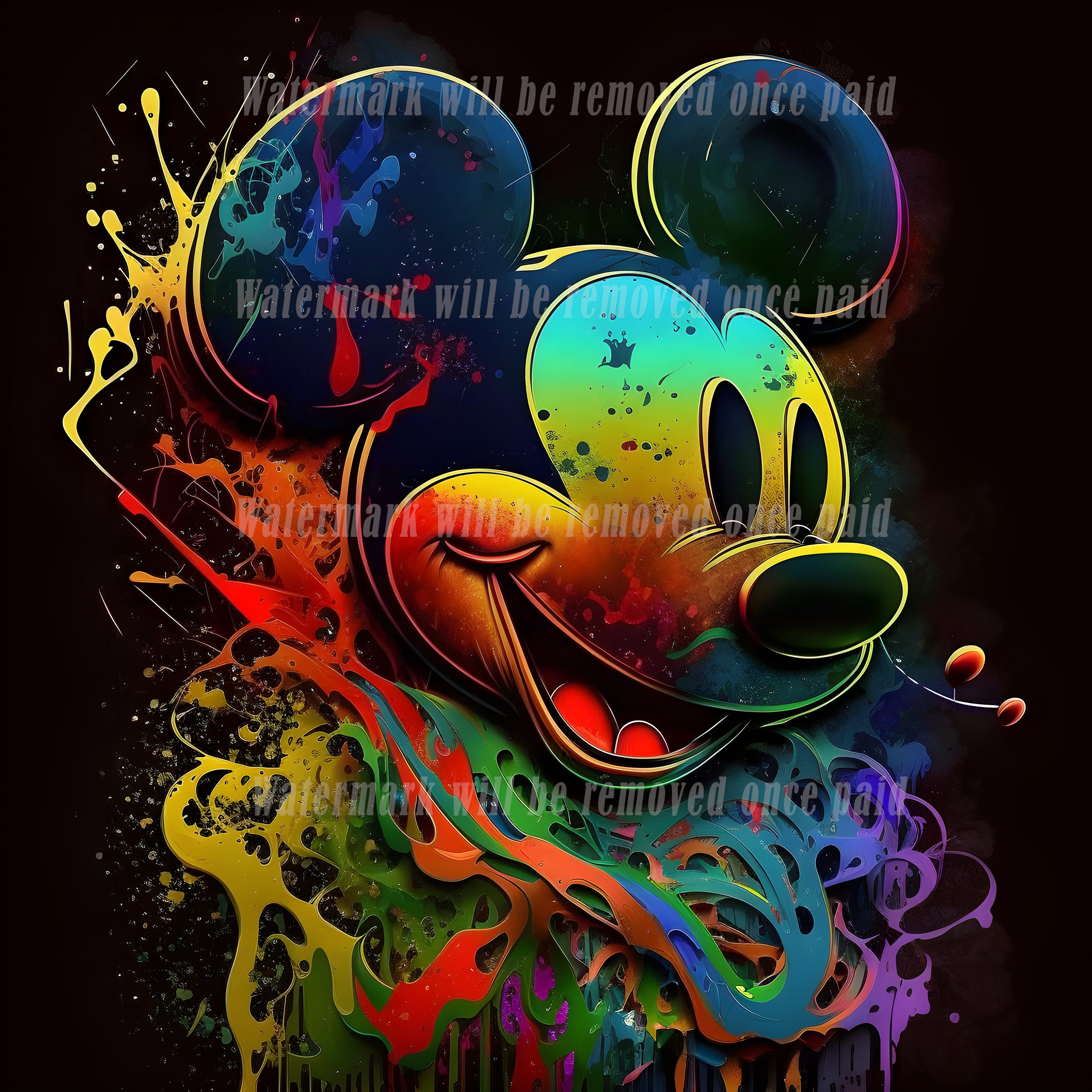 Mickey Mouse Full of Colorful detailed vivid colorful mickey, png file, quick download, printable, white toner printing