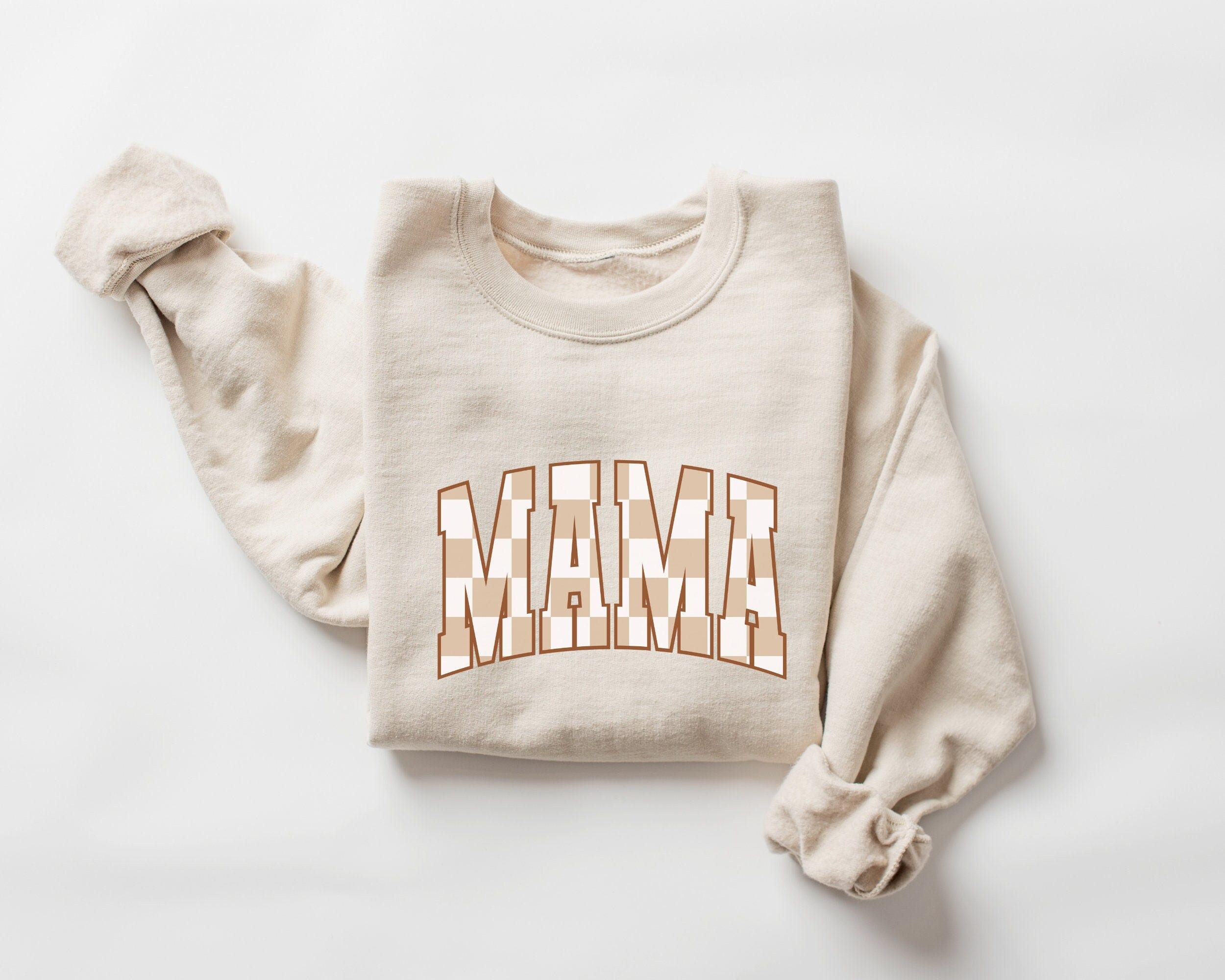 Checkered Mama Sweatshirt, Varsity Mama Crewneck, Mom Sweatshirt, Trendy Mama Sweatshirt, Gift for New Mom, Mom Gift, Mothers Day Gift