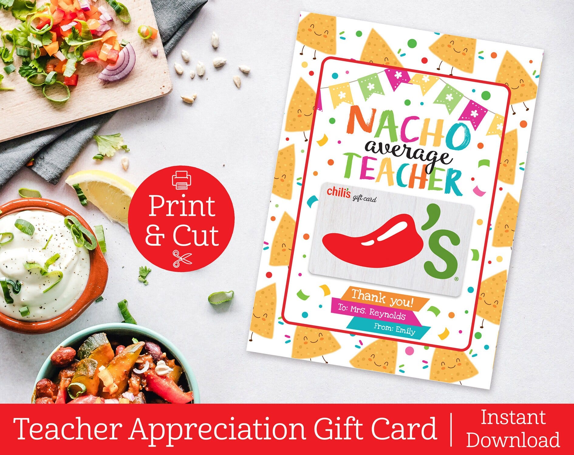 Nacho Average Teacher Gift Card Holder, DIGITAL EDITABLE DOWNLOAD, Teacher Thank You Card, Teacher Appreciation Week, Fiesta Thank You, Taco