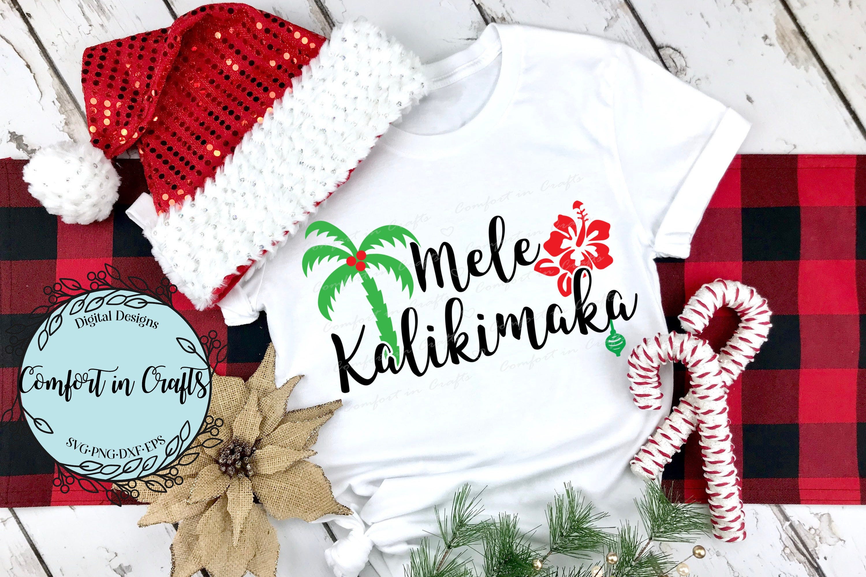 Mele Kalikimaka SVG Hawaiian Christmas SVG Hibiscus Svg Palm tree SVG T-shirt design Beach Holiday design Cricut Silhouette Digital cut file