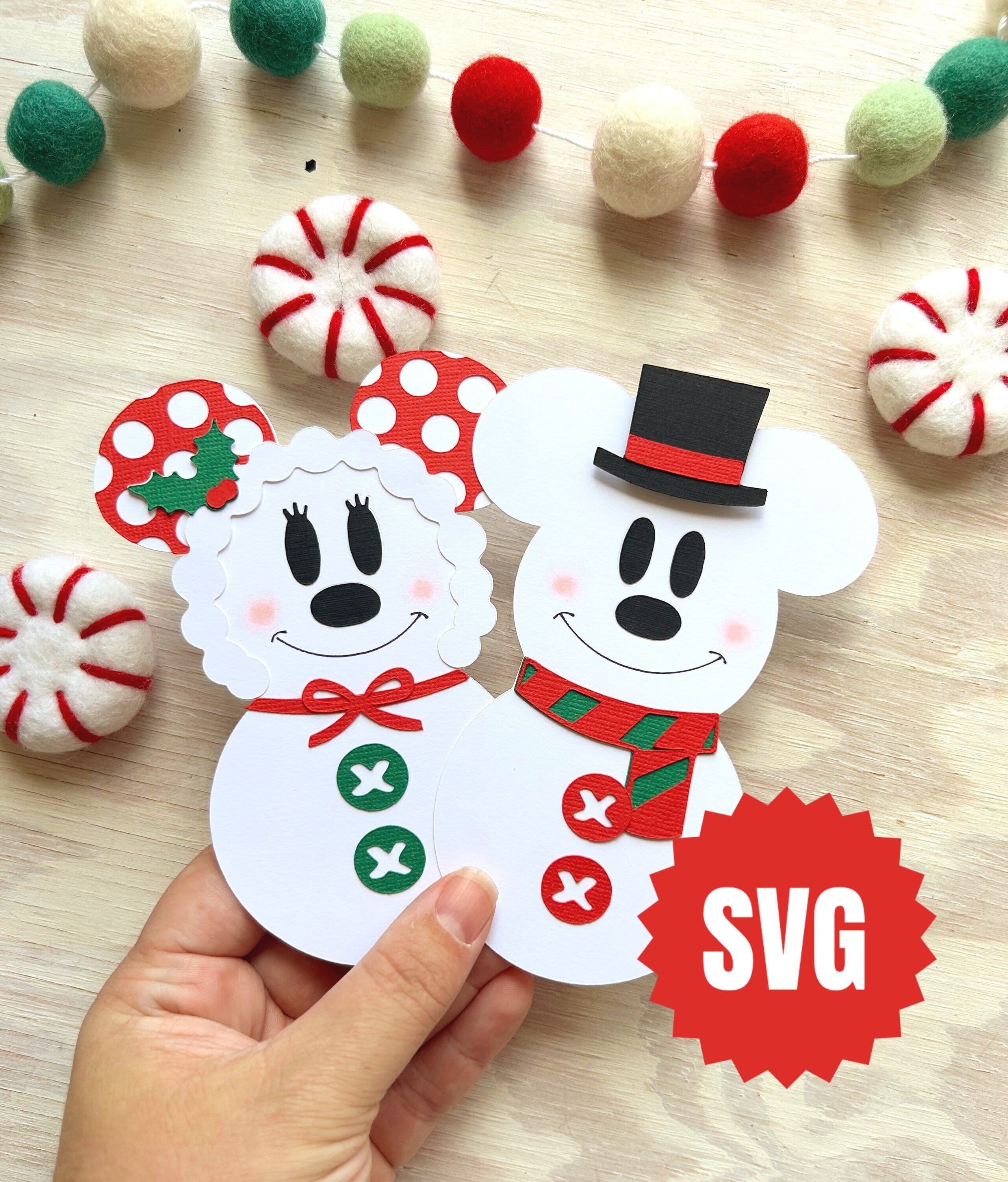 Mickey and Minnie Snowman SVG - Cricut or Silhouette Cut File - Glowforge