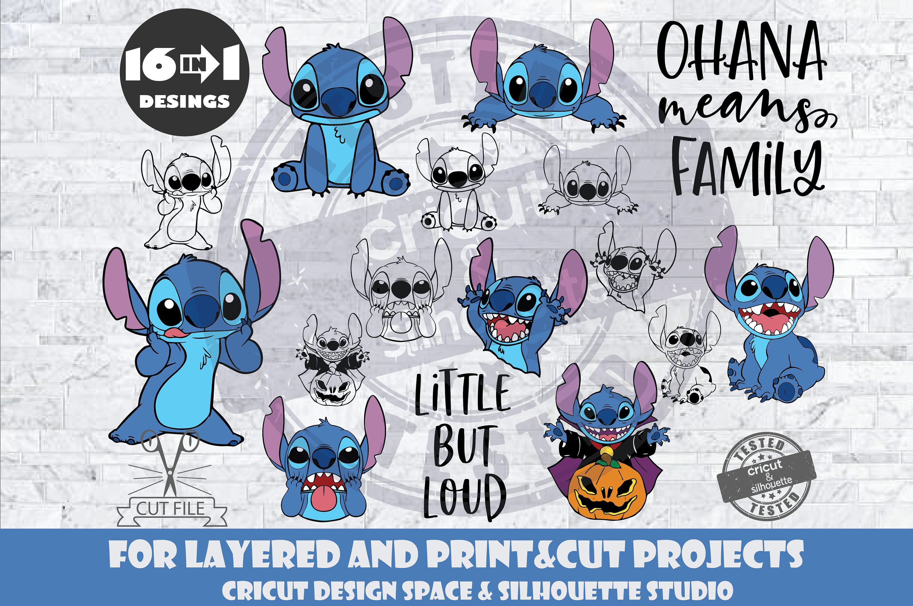 Stitch Bundle SVG Design Files For Cricut Silhouette Cut Files Layered And PrintAndCut Lilo & Stitch SVG Stitch Halloween svg Package