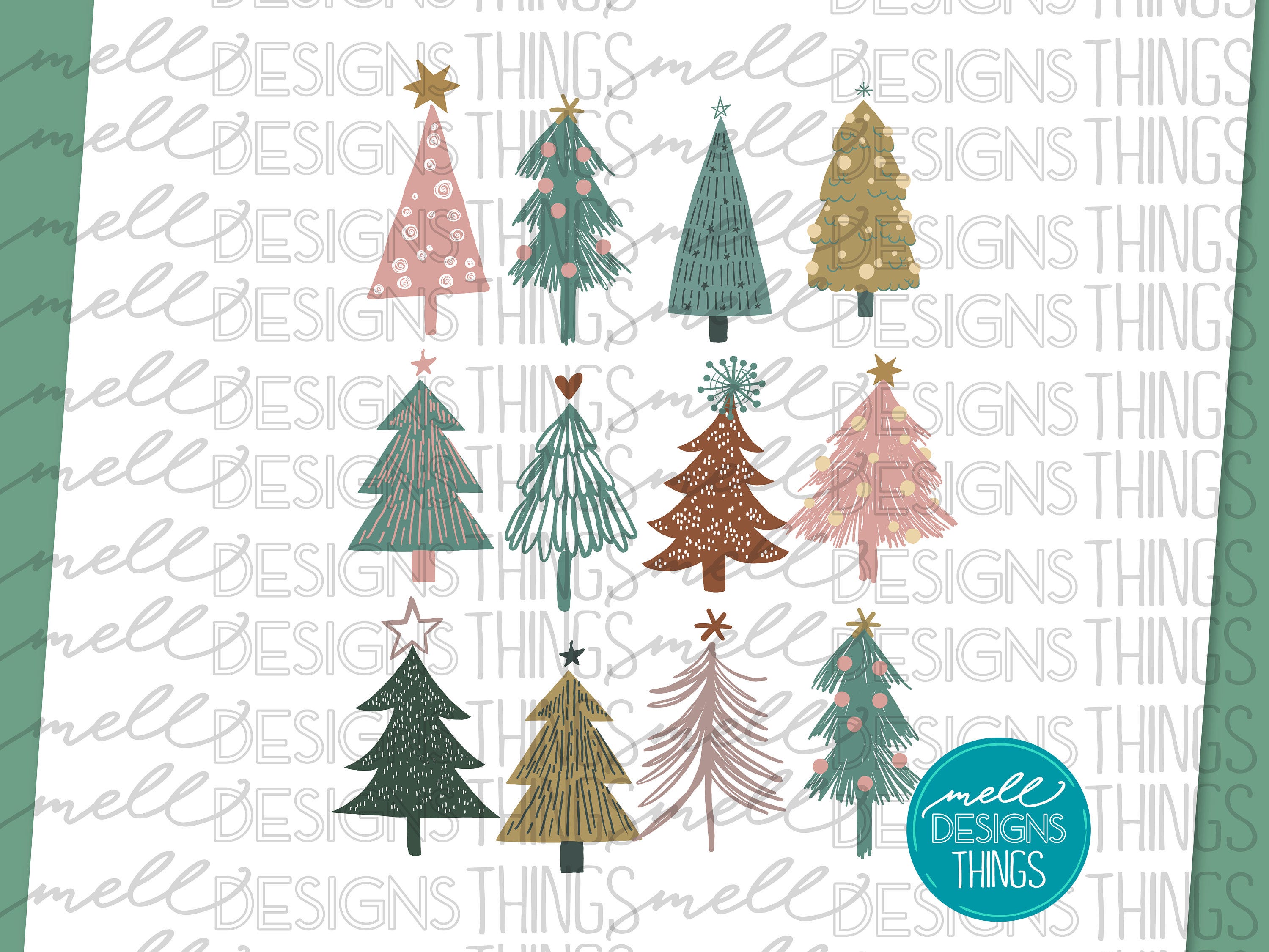 Boho Christmas Trees | PNG File, Sublimation Design, Digital Download, T-shirt Design