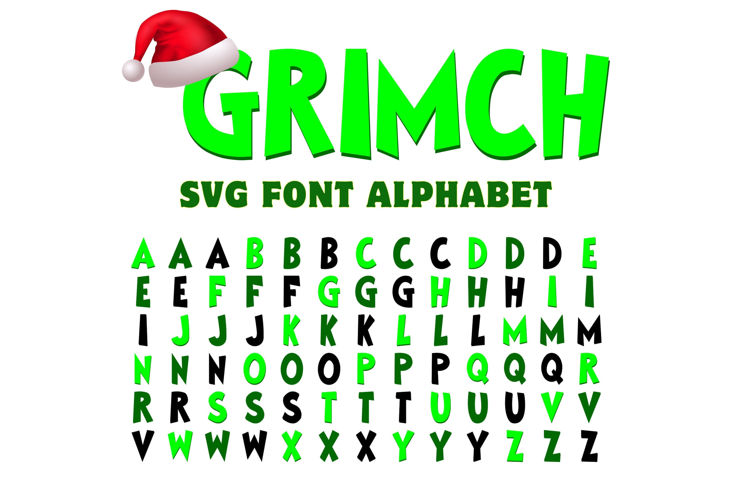 Green Monster Font SVG, PNG, Green Font, Green Character Font, Christmas Font, Christmas Alphabet, Alphabet Svg, Font Svg, Cricut Silhouette