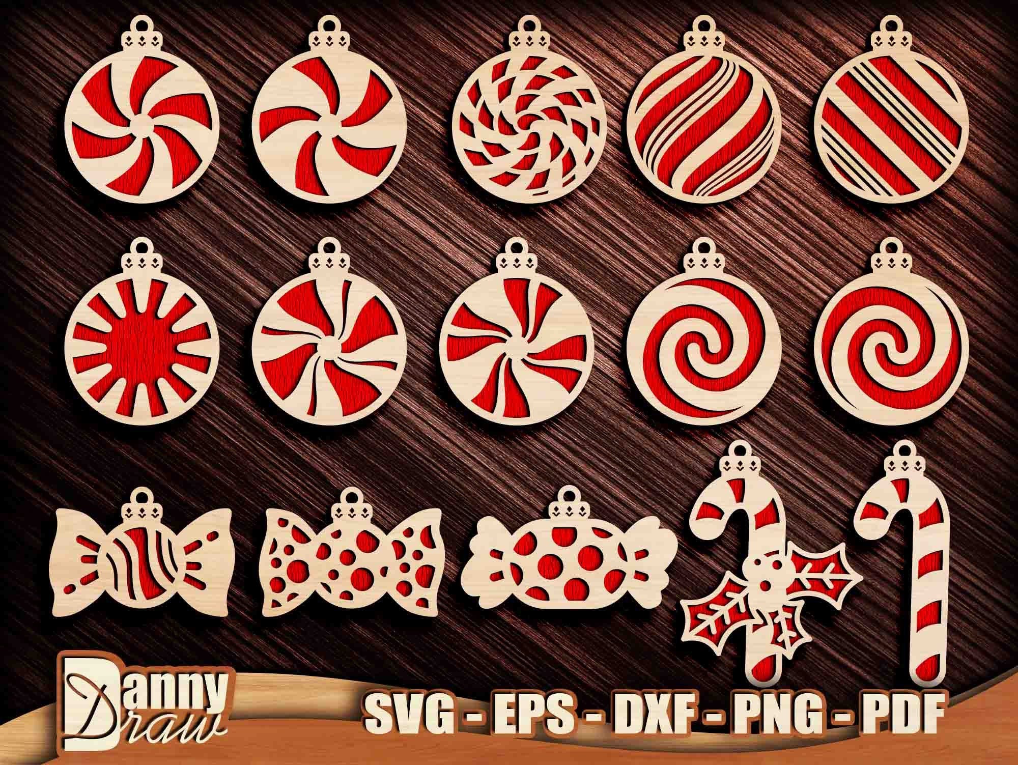 Christmas Balls svg, Candy svg, Christmas Decorations, Christmas Tree Ornaments SVG, Laser cut files, Cricut, Silhouette, Glowforge, DD0200