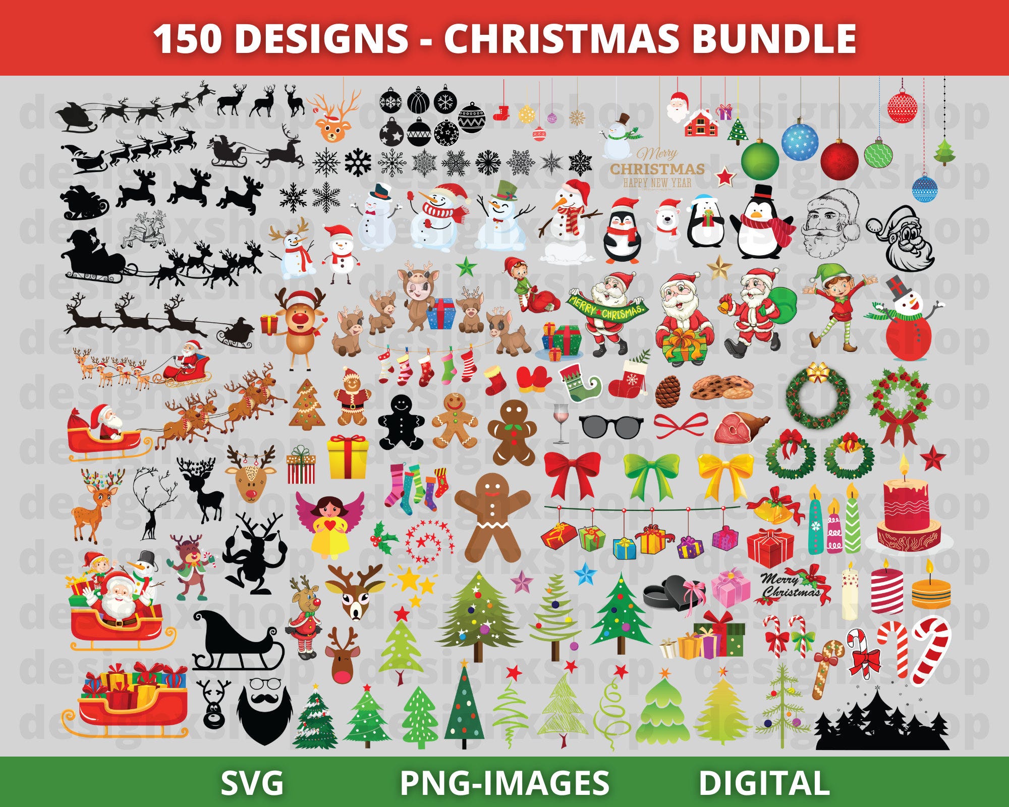 Christmas Svg Bundle, Christmas clipart, Christmas Svg Files For Cricut, Christmas Cut Files, Ornaments, Instant download SVG and PNG