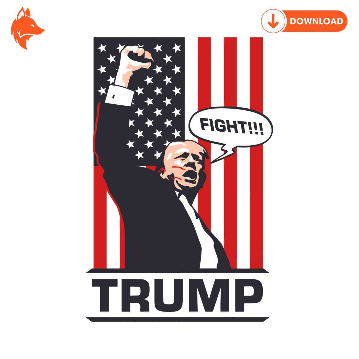 Free Donald Trump Fight Election 2024 US Flag SVG