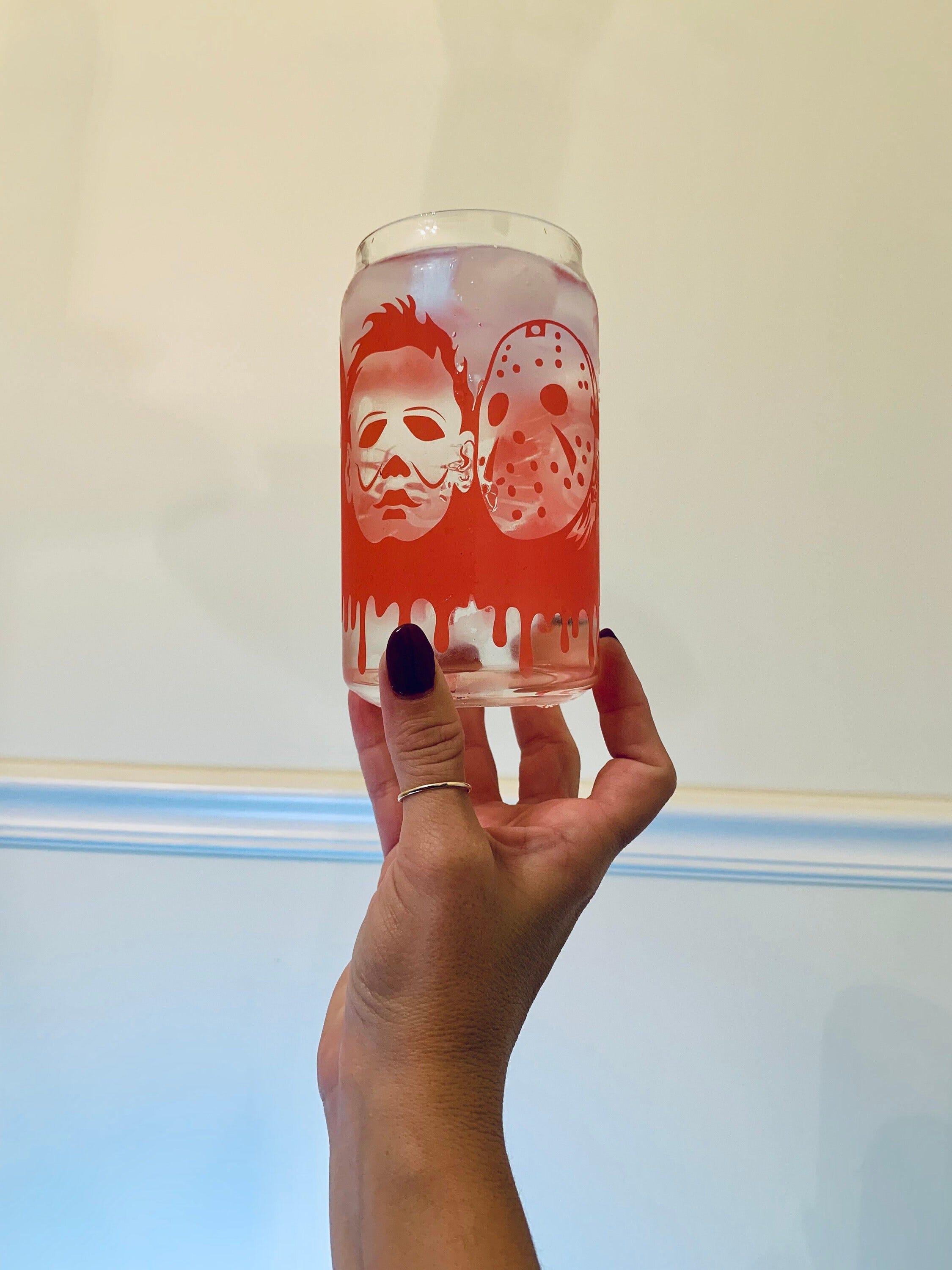 Scary Movie Horror Film Cup / Beer Can Horror Glass / Horror Movie Tumbler / Scary Movie Fan Gift / Halloween Movies / Color Changing Iced