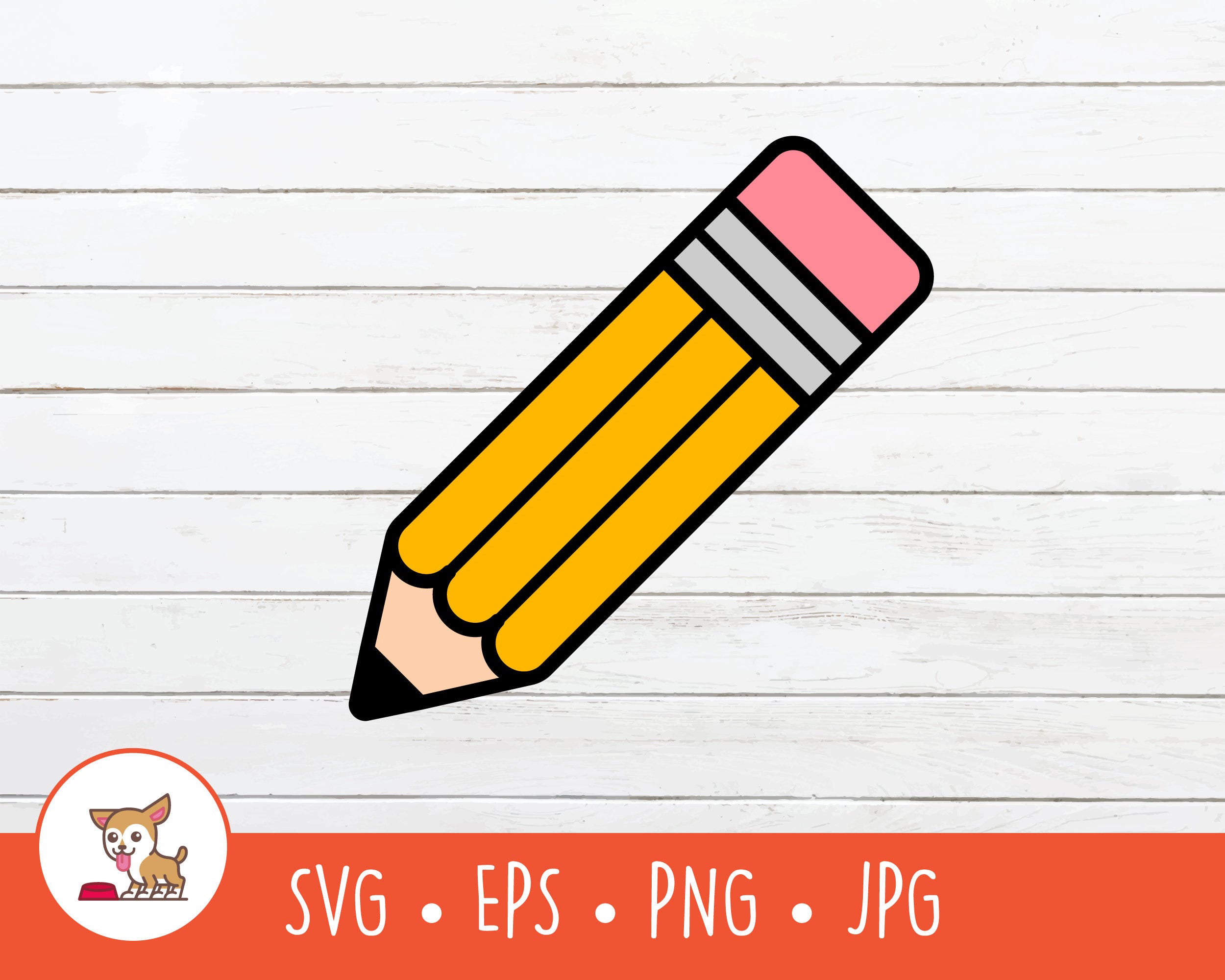 Pencil SVG, Pencil Clipart, Vector Pencil Cut File for Cricut, PNG, EPS, Instant Digital Download