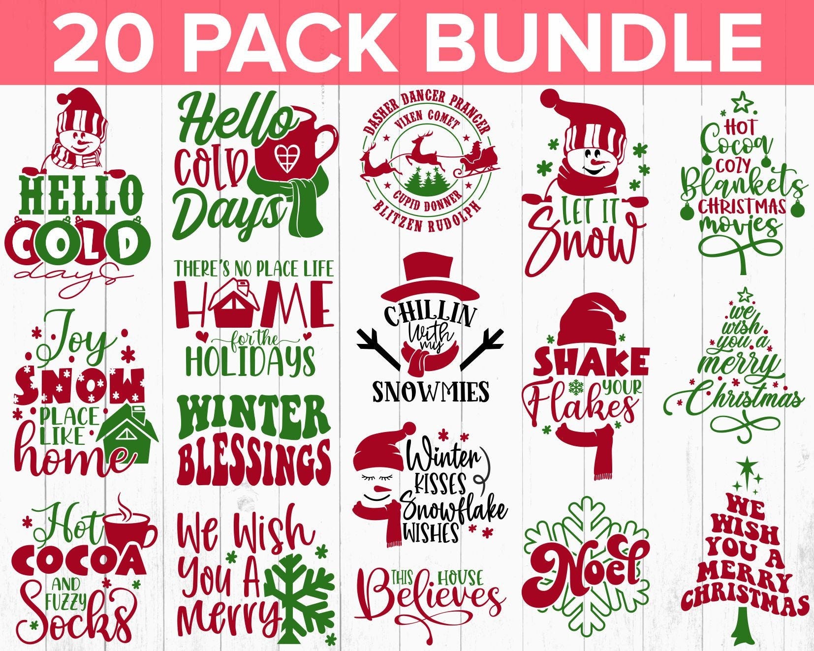 Christmas SVG Bundle, Christmas Svg, Winter svg, Santa svg, Christmas Quote svg, Svg Dxf Eps Png Files for Cutting Machines Cameo Cricut