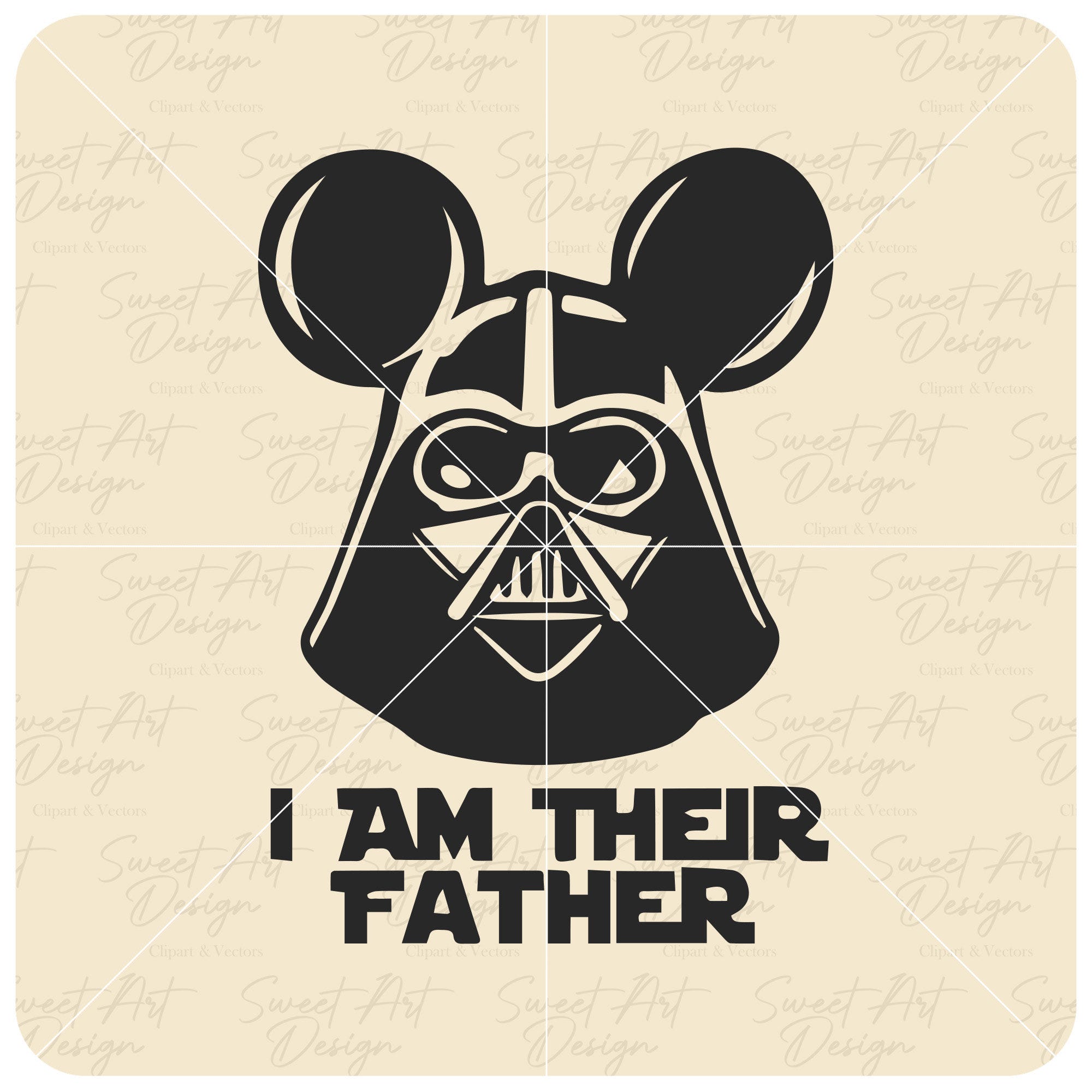 Dart Vader With Mouse Ears SVG, Star Wars SVG, I Am Their Father Customize Gift Svg, Vinyl Cut File, Svg, Pdf, Png, Ai Printable Design File