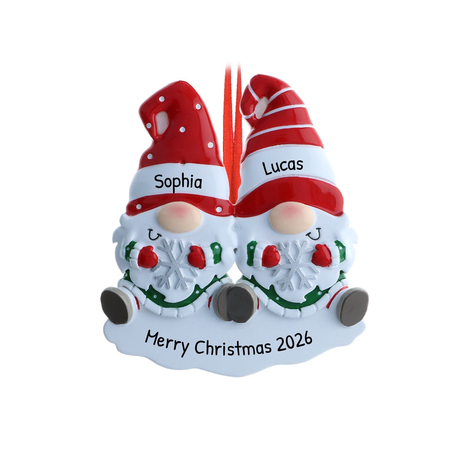 Personalized First Christmas Ornament Couple 2023 - First Christmas Together - Snow Gnome Couple Ornament - Free Customization with Gift Box