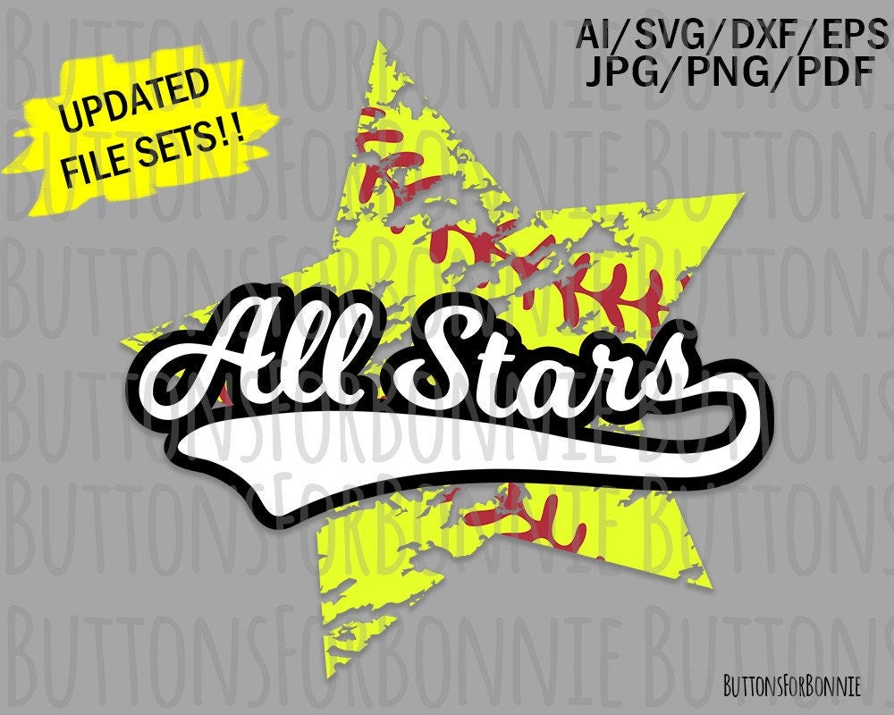 All Stars svg, Softball Svg, travel ball, template, emblem, softball team, T ball team svg, stitching, cutting file, swoosh, shirt design