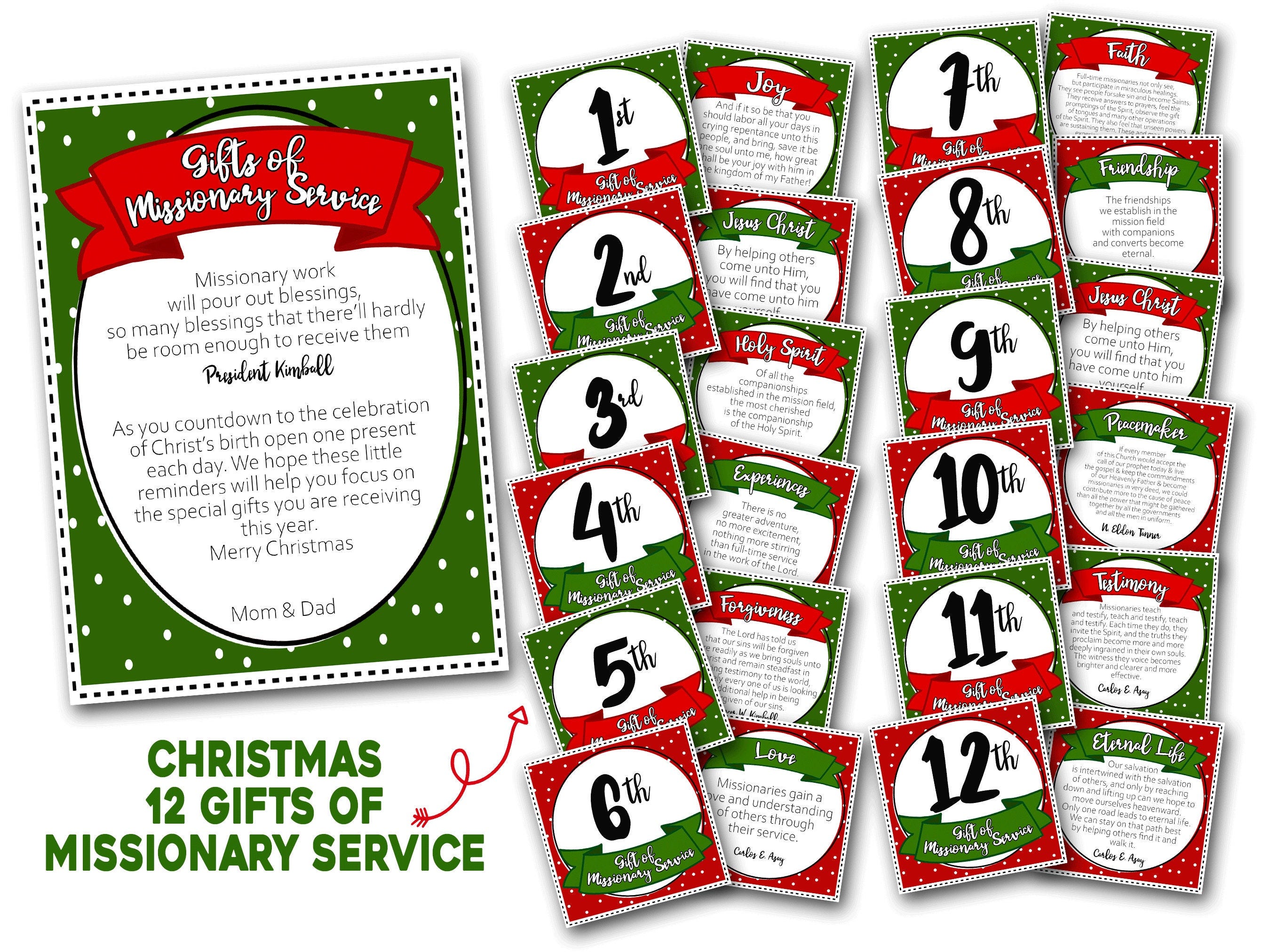 12 Days of Christmas Missionary Gift, Missionary Countdown to Christmas, 12 Days of Christmas, Missionary Christmas Gift, Package, LDS