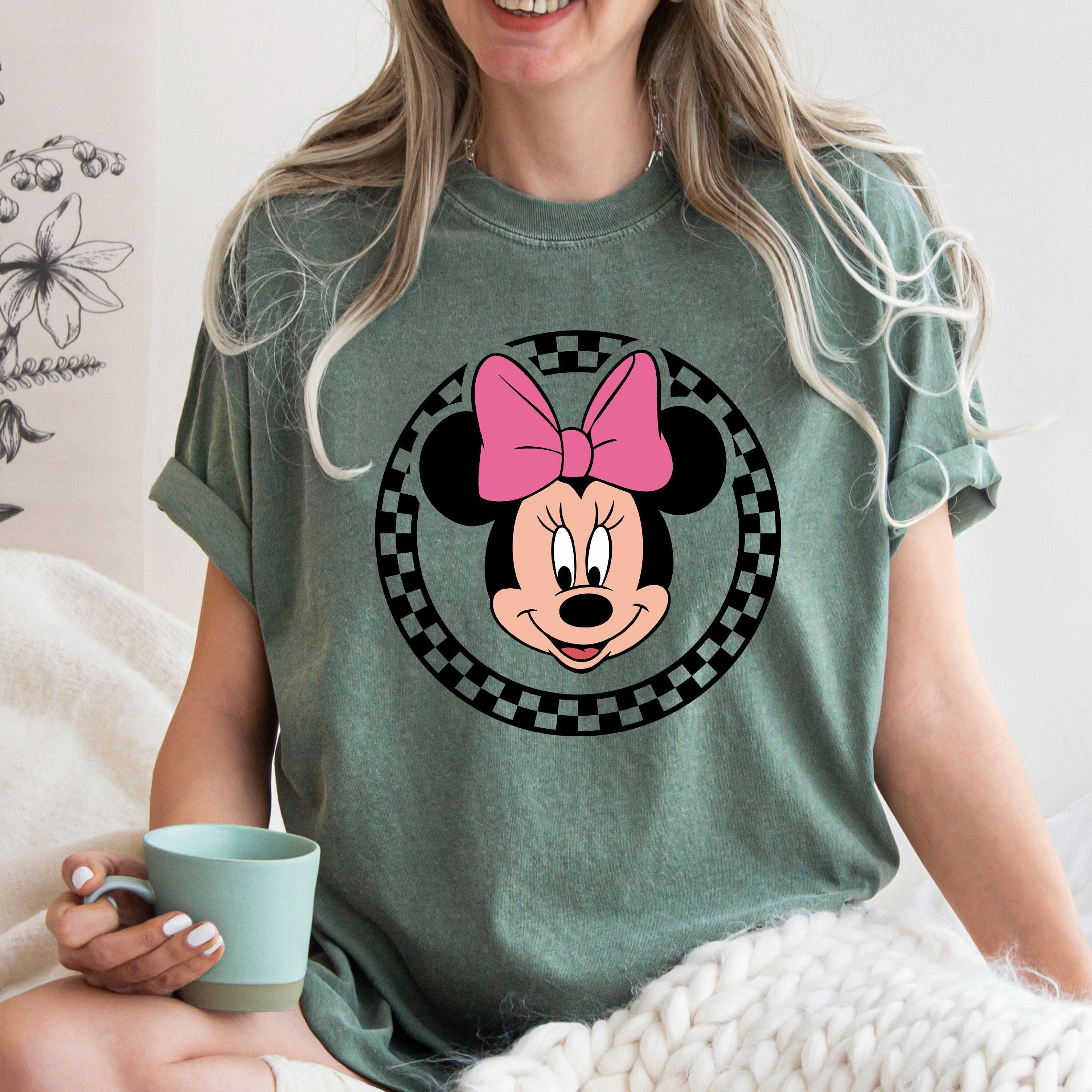 Comfort Colors Minnie Mouse Shirt, Retro Disney Shirts, Minnie Checkered Shirt, Disney Gift Shirts, Disney Shirts Women, Disney Shirts