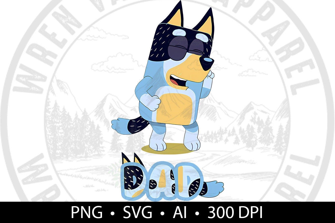 Blue Heeler Dad Dance Graphic Design, PNG/AI/SVG File Digital Download, Use with Photoshop,  Canva, graphic programs