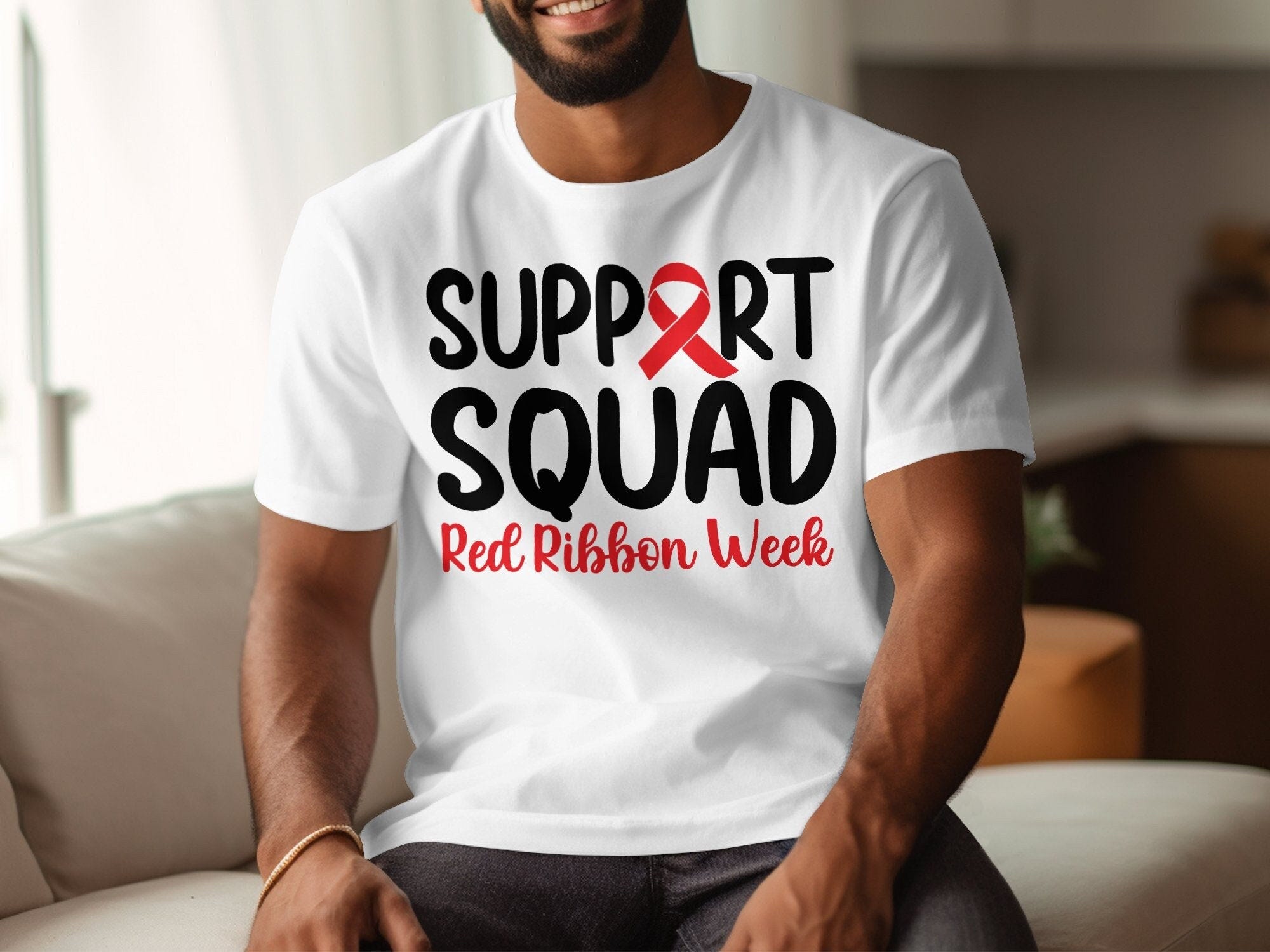 Red Ribbon Week Svg Png, Support Squad Svg, Drug Free Svg, Red Ribbon Week Awareness Svg Cricut Sublimation Design