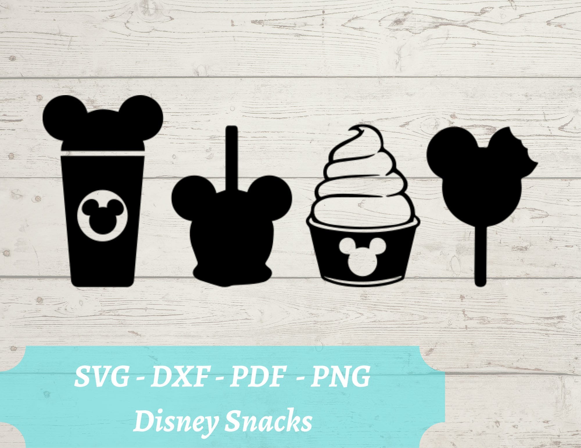 Disneyland Snacks SVG - Mickey Mouse treats Download Digital File - svg, dxf, pdf, and png - Disneyworld food - Bites