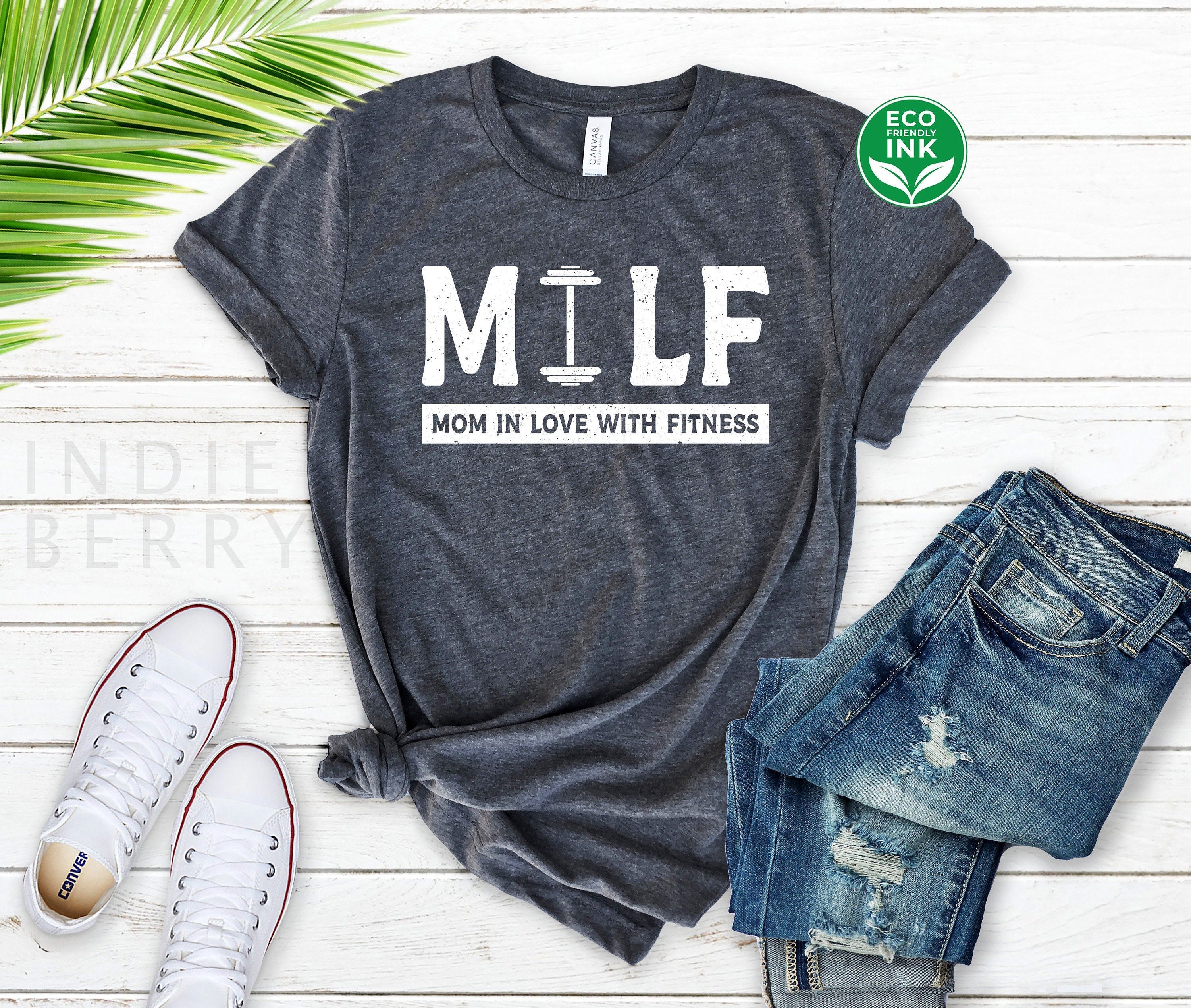 Womens Milf Mom In Love With Fitness Workout Funny Gym Shirt / Sweatshirt / Long Sleeve / Hoodie