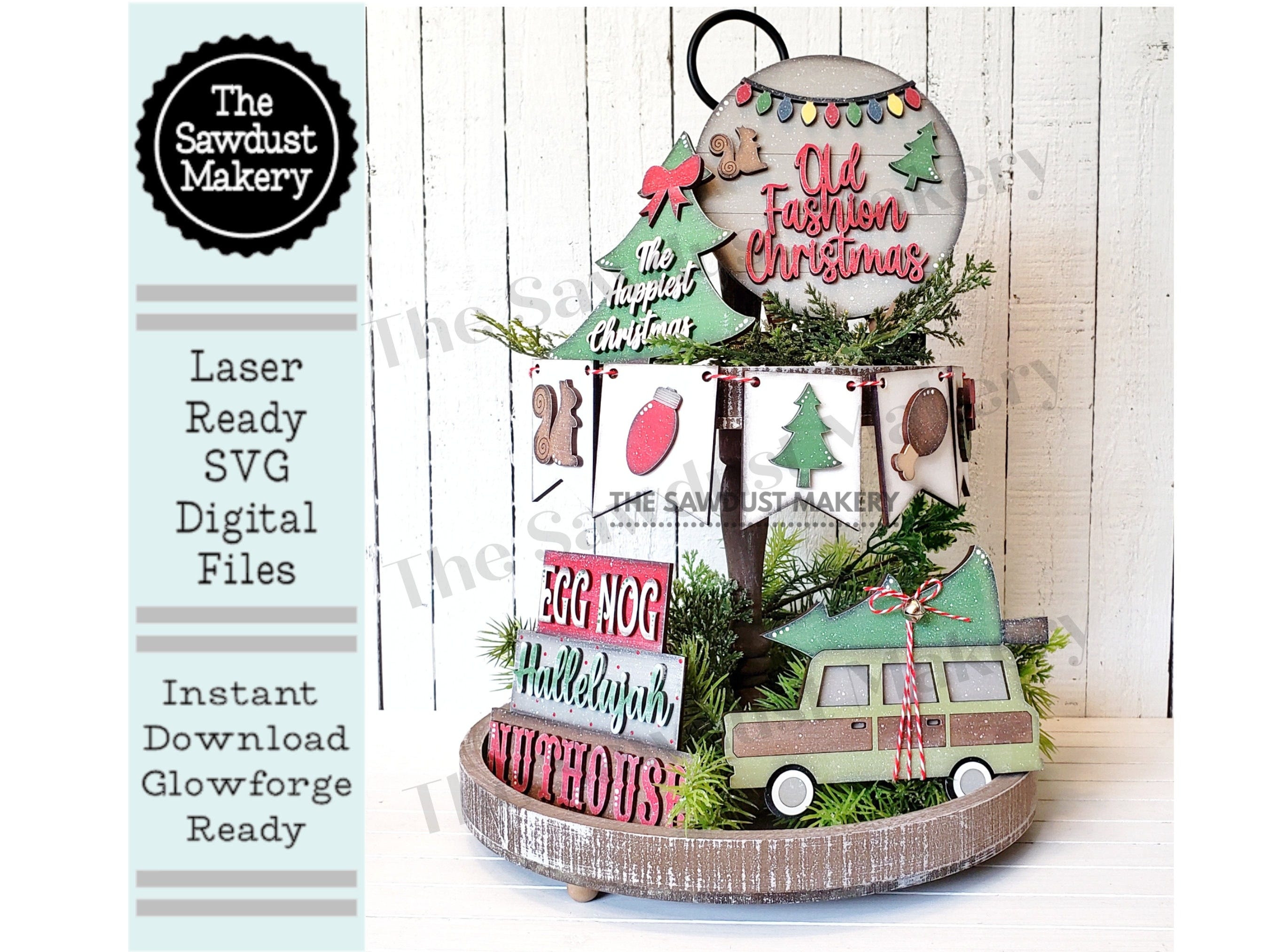 Old Fashion Christmas SVG File | Laser Cut File | Glowforge | Christmas Vacation | Nuthouse | Truck | Christmas Tree
