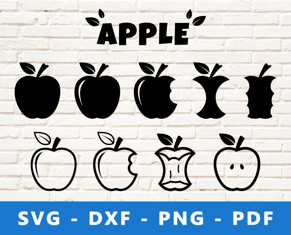 Apple SVG, Apple PNG, Apple Symbols Vector, Bitten Apple, Apple Cricut, Apple Silhouette, Apple Cut File, Apple Set, Apple Cricut Cut File
