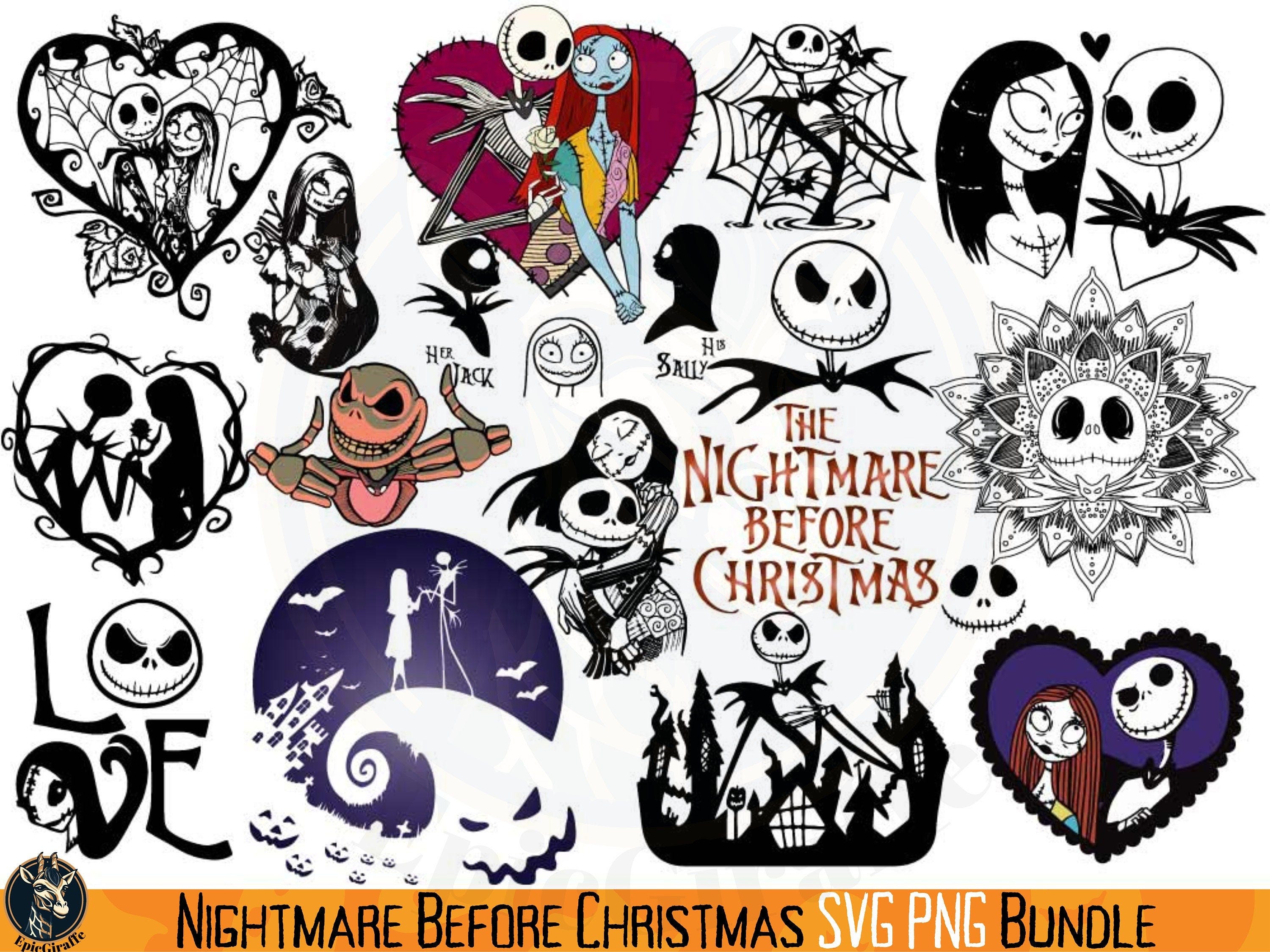 Nightmare Before Christmas SVG PNG bundle +19 Design | Jack And Sally Love | Jack And Sally Svg | Skull Svg | Halloween Shirt svg png