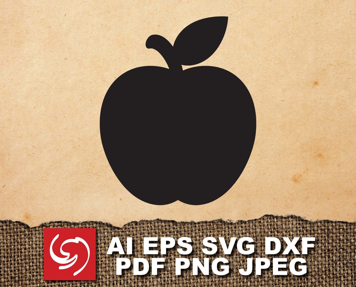 DOWNLOAD - Apple Fruit School Print Silhouette Shape - ai, eps, dxf, svg, pdf, jpeg, png