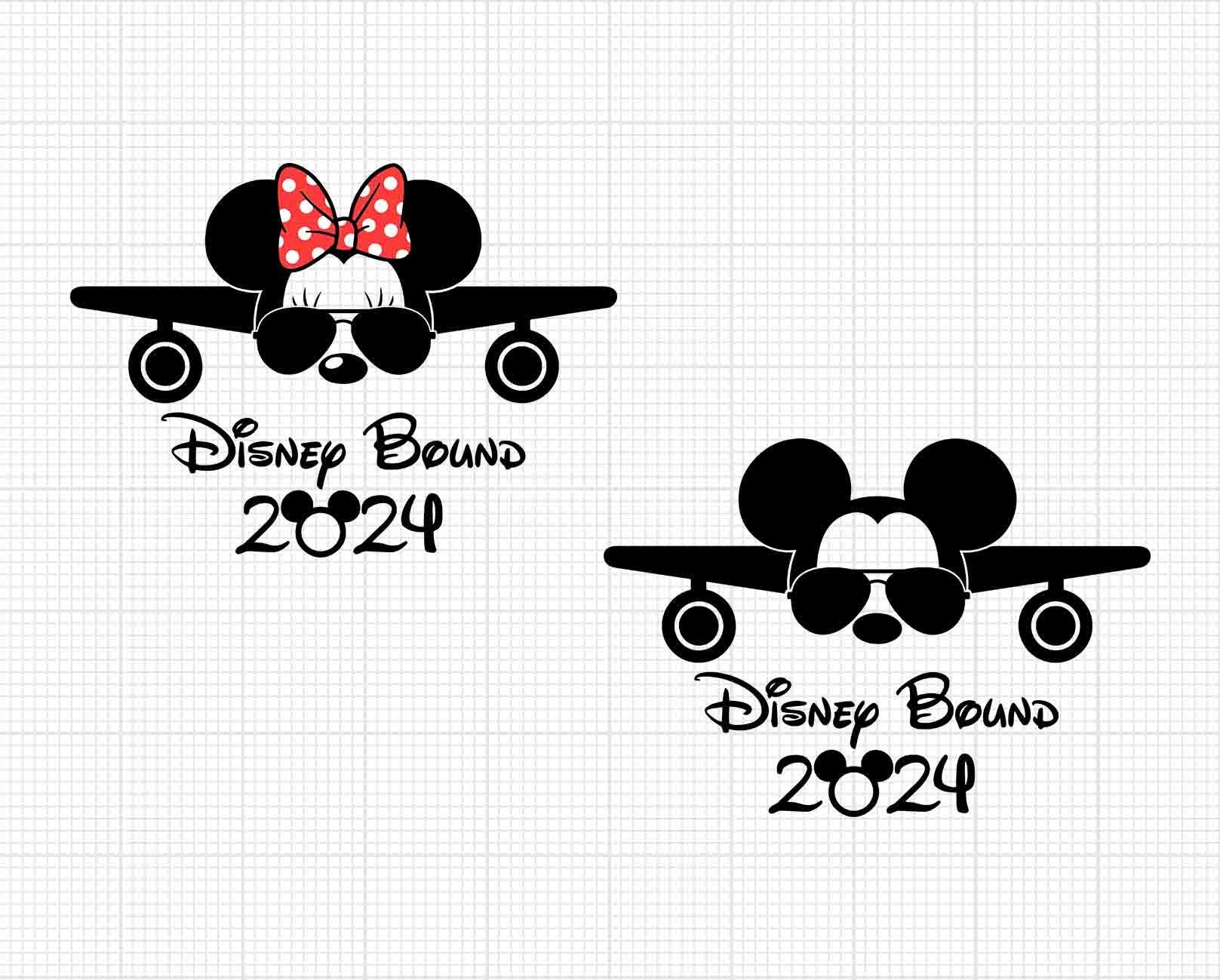 2024, Mickey Minnie Mouse, Ears Bow, Bound, Airplane, Travel, Trip, Vacation, Family, Svg and Png Formats, Cut, Cricut, Silhouette, Download