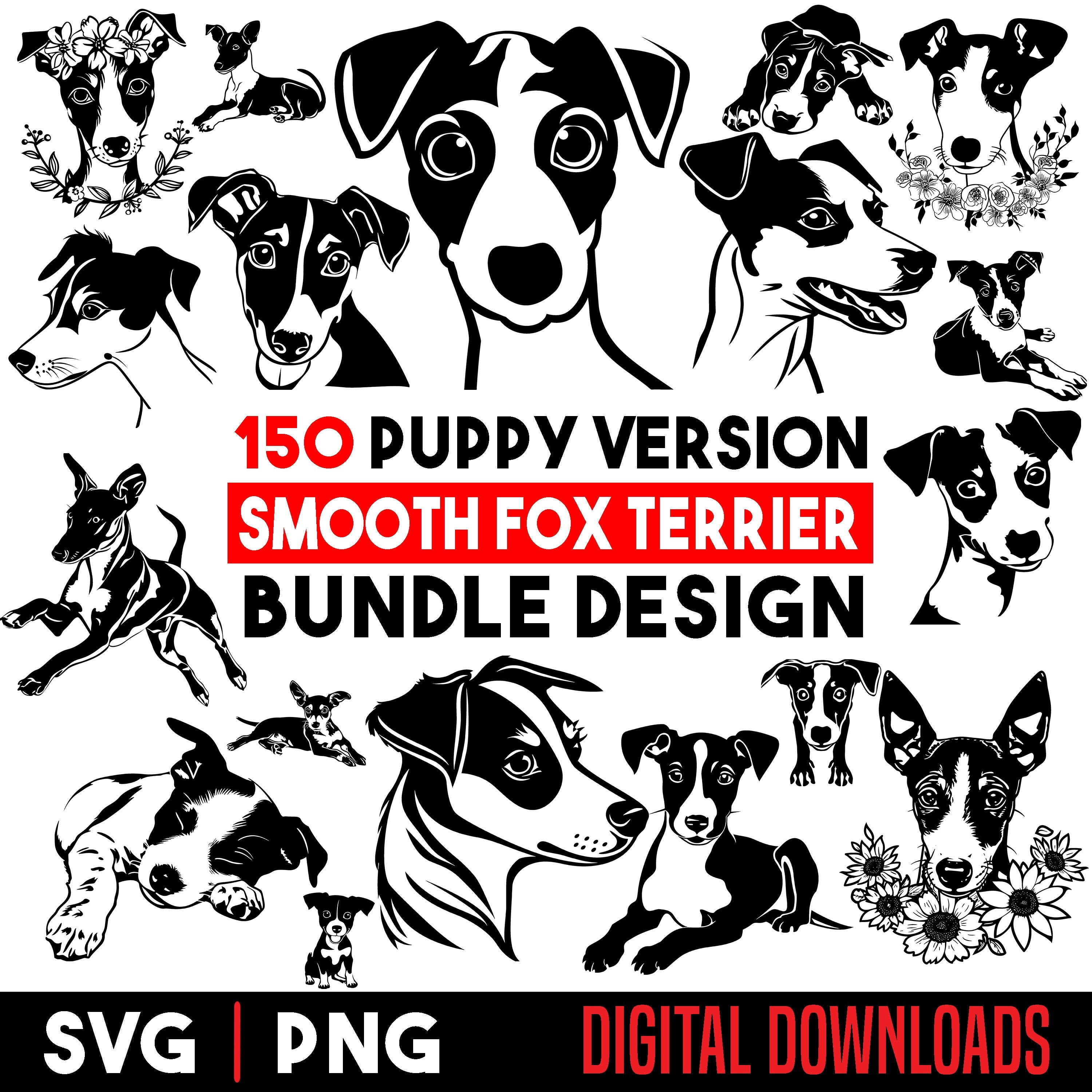 Smooth Fox Terrier Puppy dog pet lover owner Bundle SVG, PNG instant digital downloads