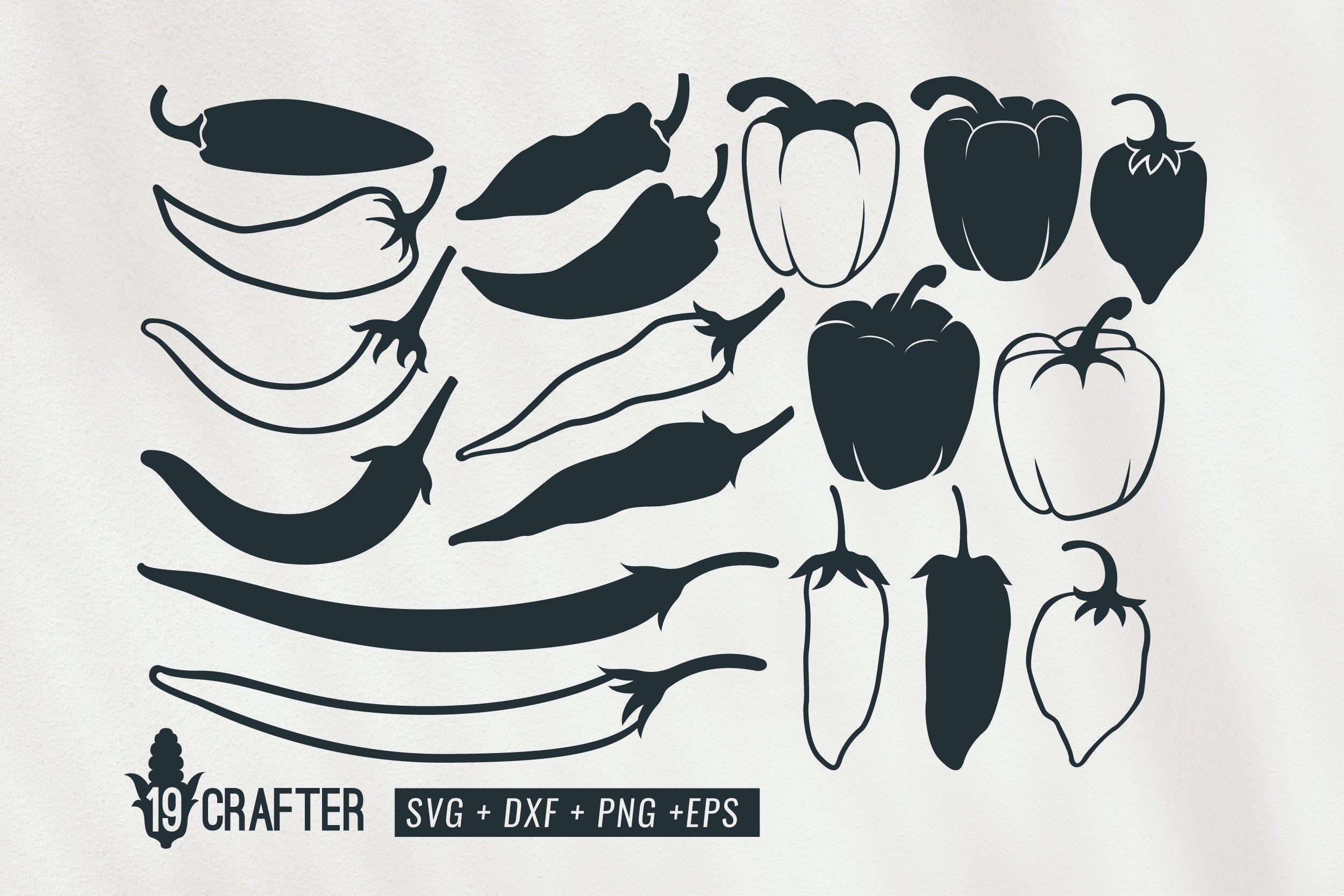 chili svg bundle, chilli svg bundle, paprika svg, outline chilli silhouette vector svg eps png dxf cut file for cricut, silhouette cameo