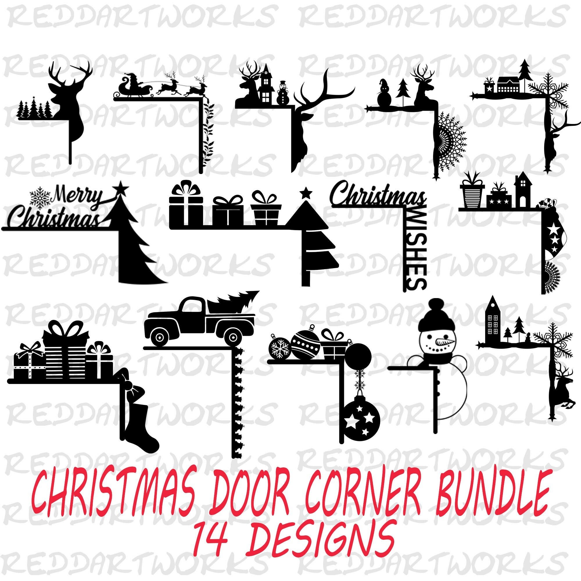 Christmas Door Corners Svg, Christmas Gnome, Gingerman Svg, Christmas Svg, Santa Svg, Christmas Laser cut, Glowforge Svg, Holiday Door Decor